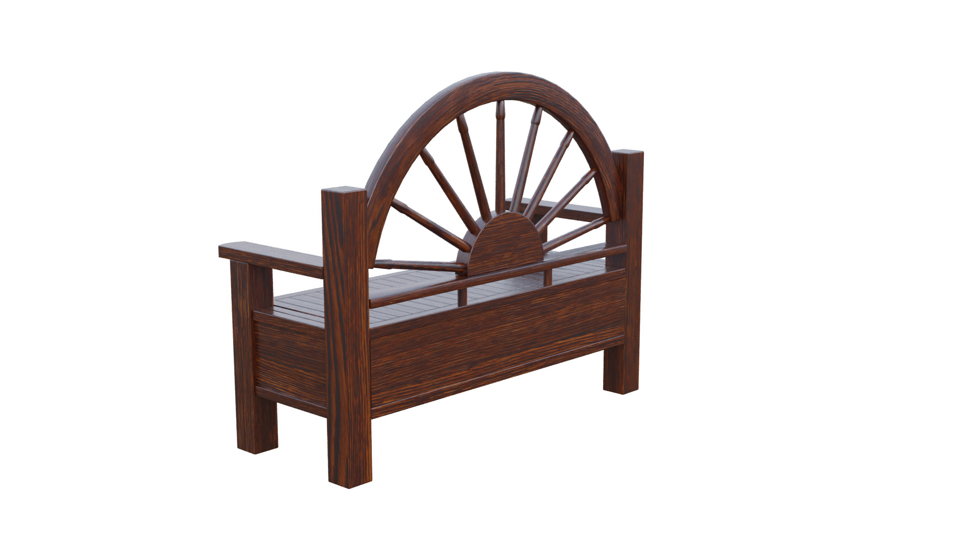 Rustic Bench Low-poly 3D model_29
