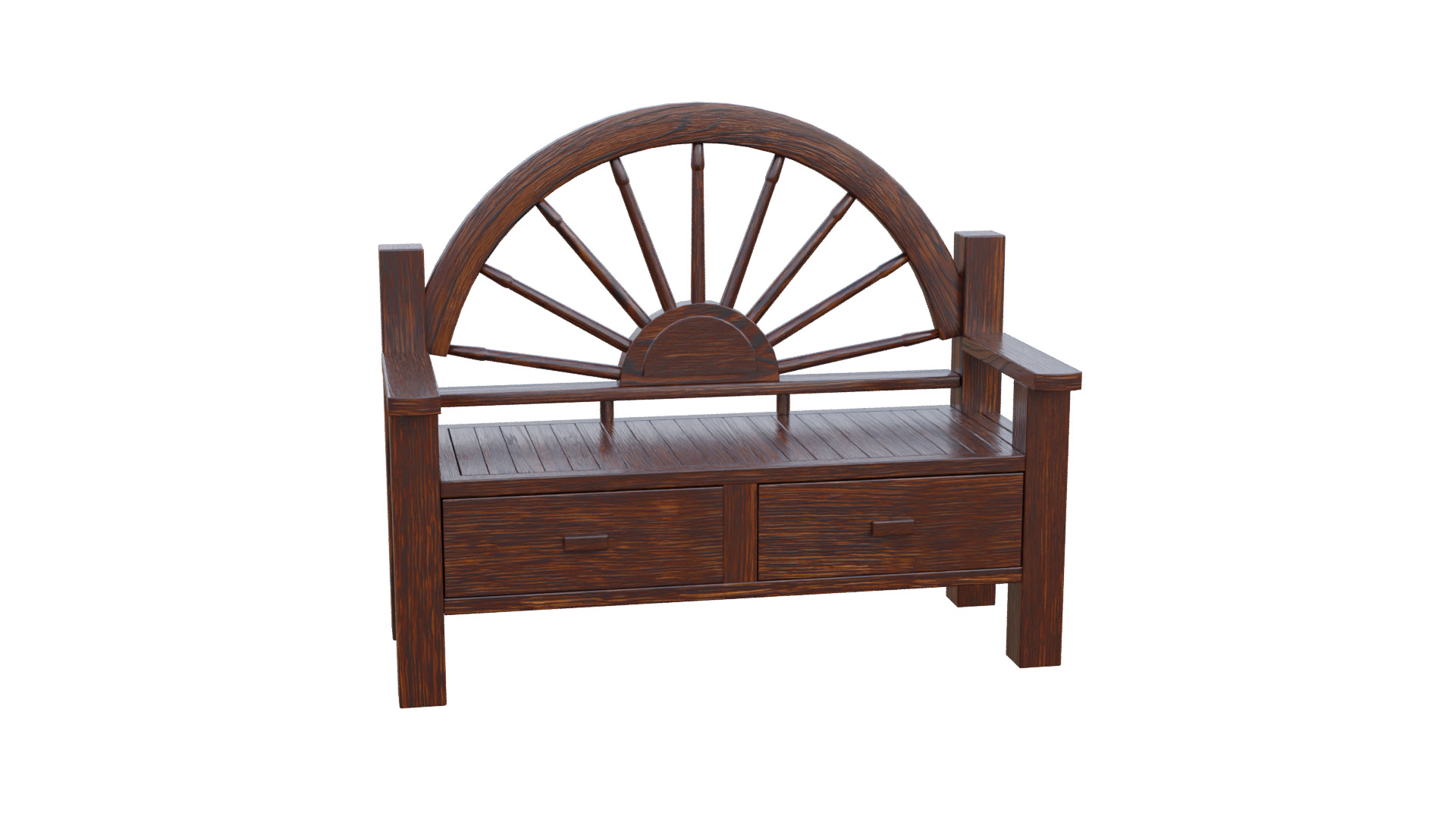 Rustic Bench Low-poly 3D model_8