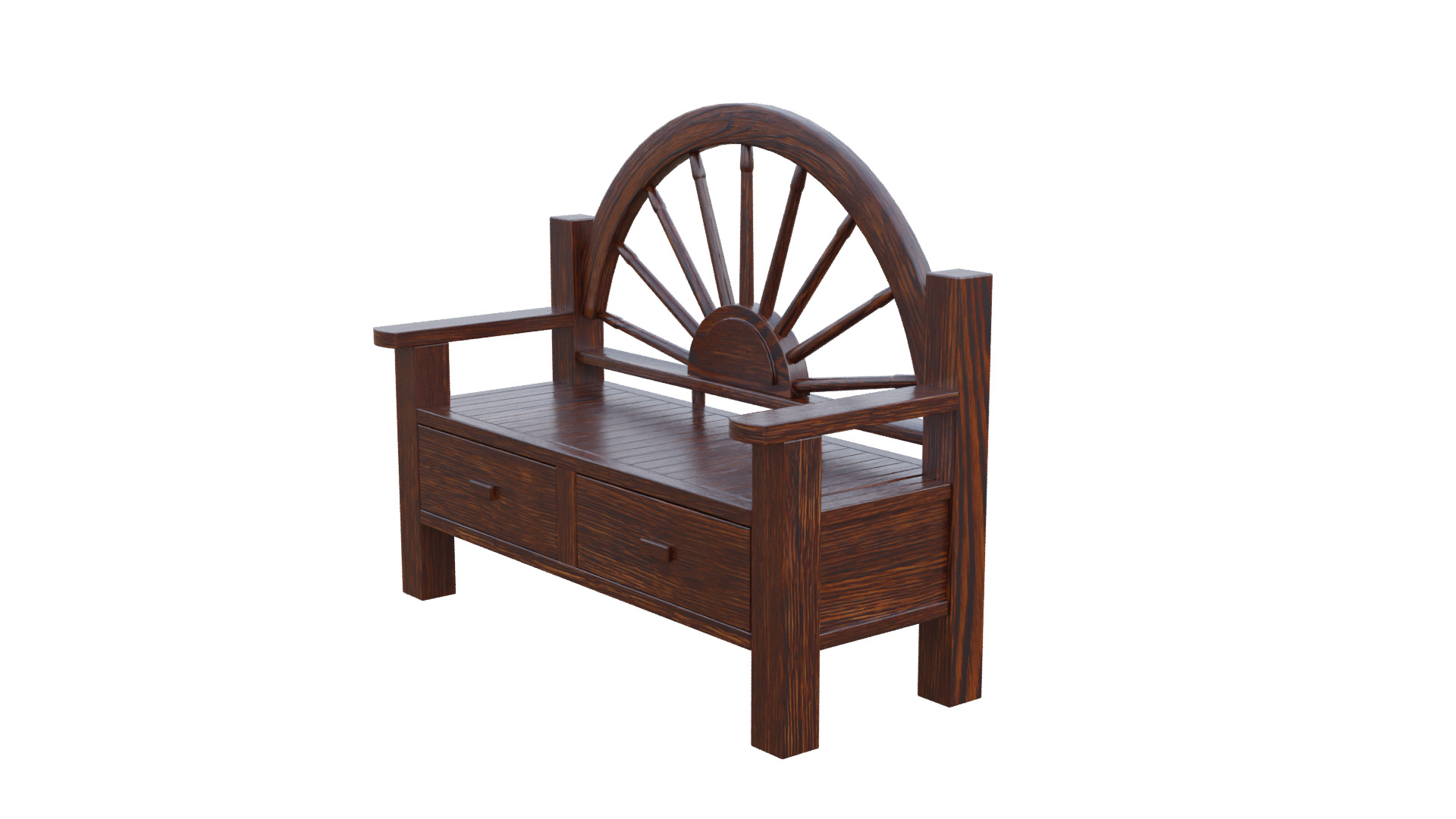 Rustic Bench Low-poly 3D model_37