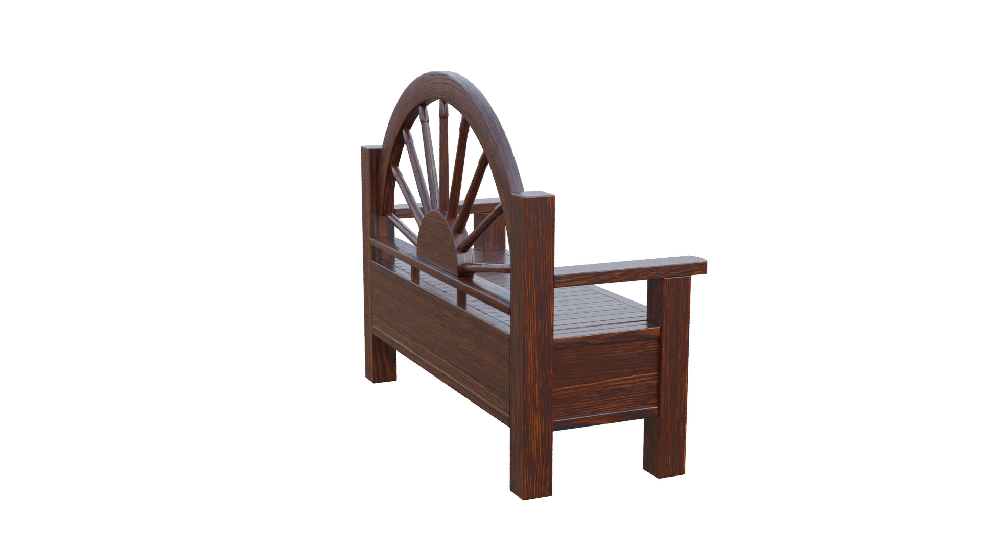 Rustic Bench Low-poly 3D model_18