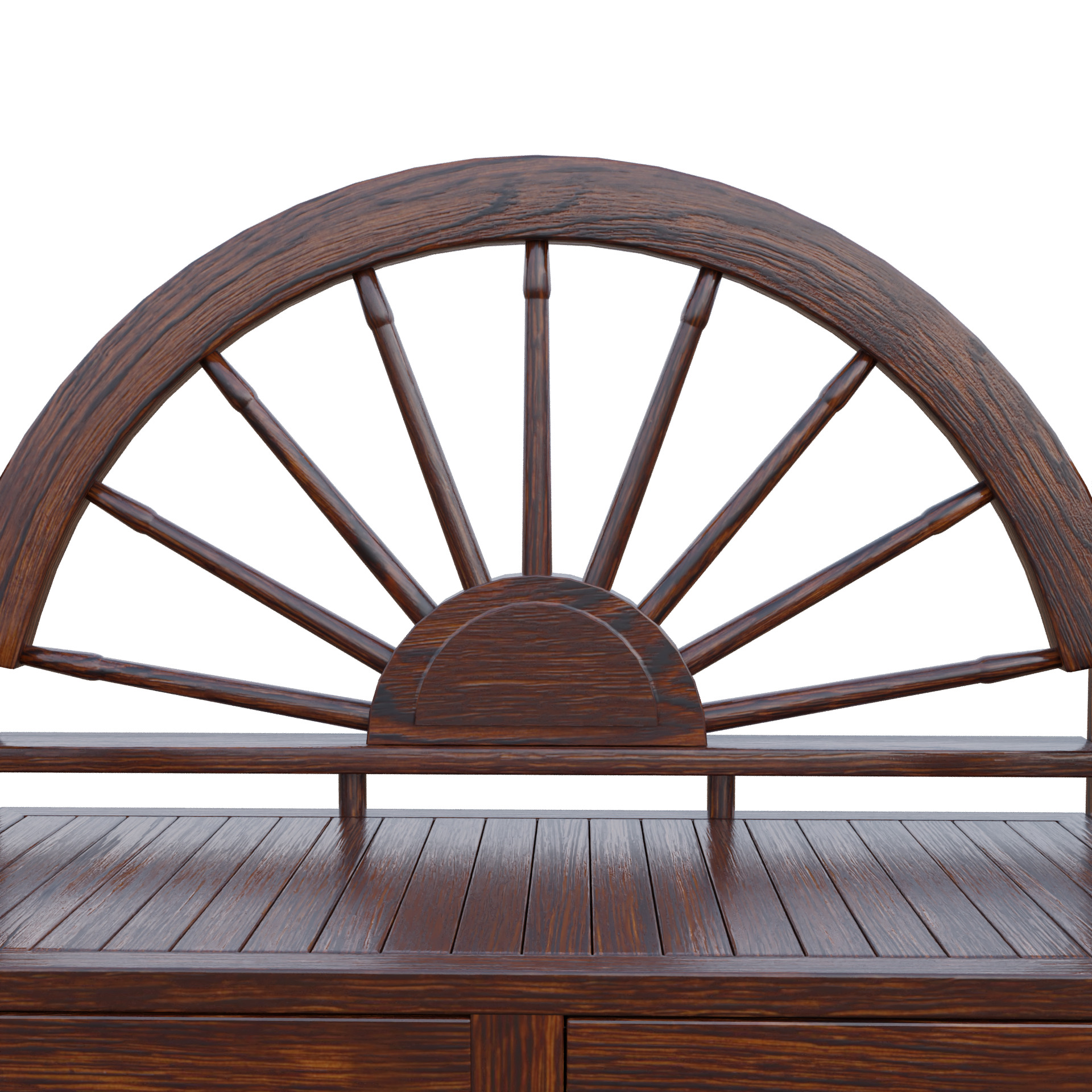 Rustic Bench Low-poly 3D model_1