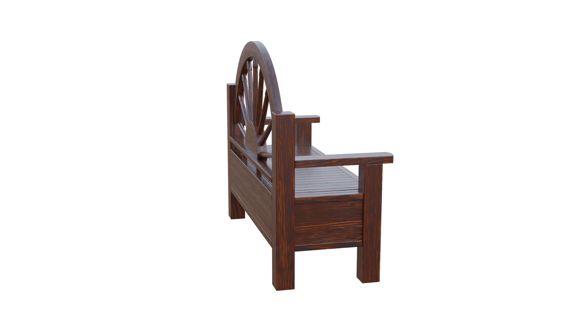 Rustic Bench Low-poly 3D model_17