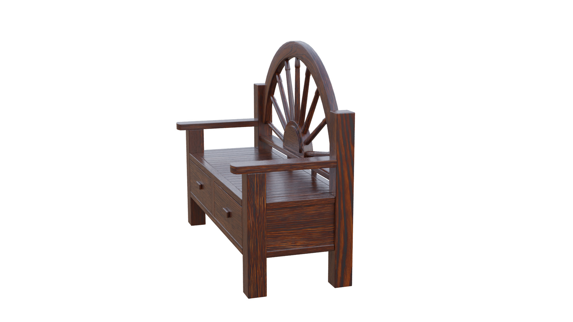 Rustic Bench Low-poly 3D model_35