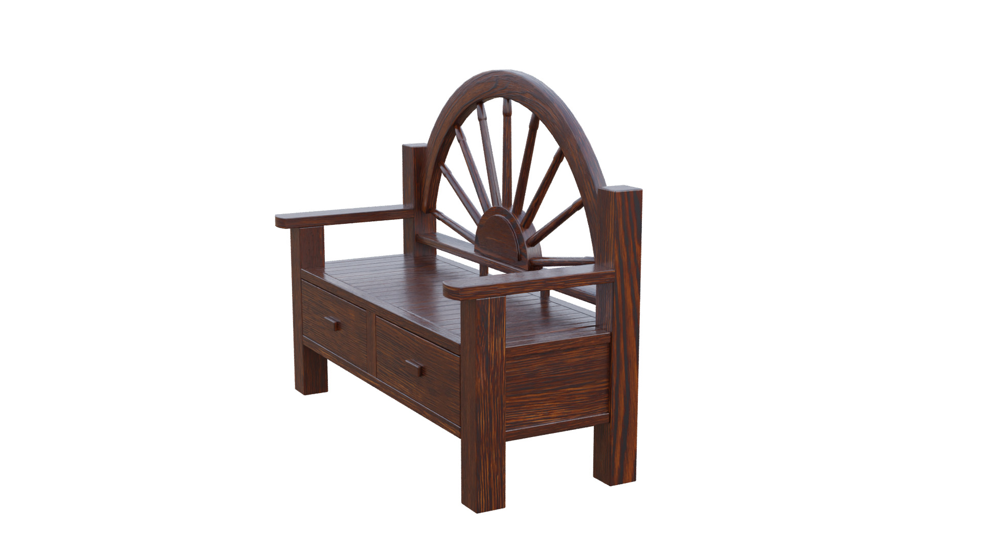 Rustic Bench Low-poly 3D model_36