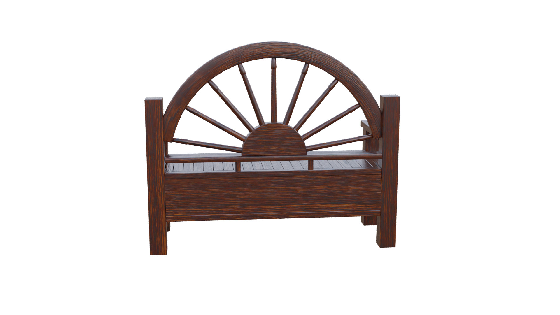Rustic Bench Low-poly 3D model_25