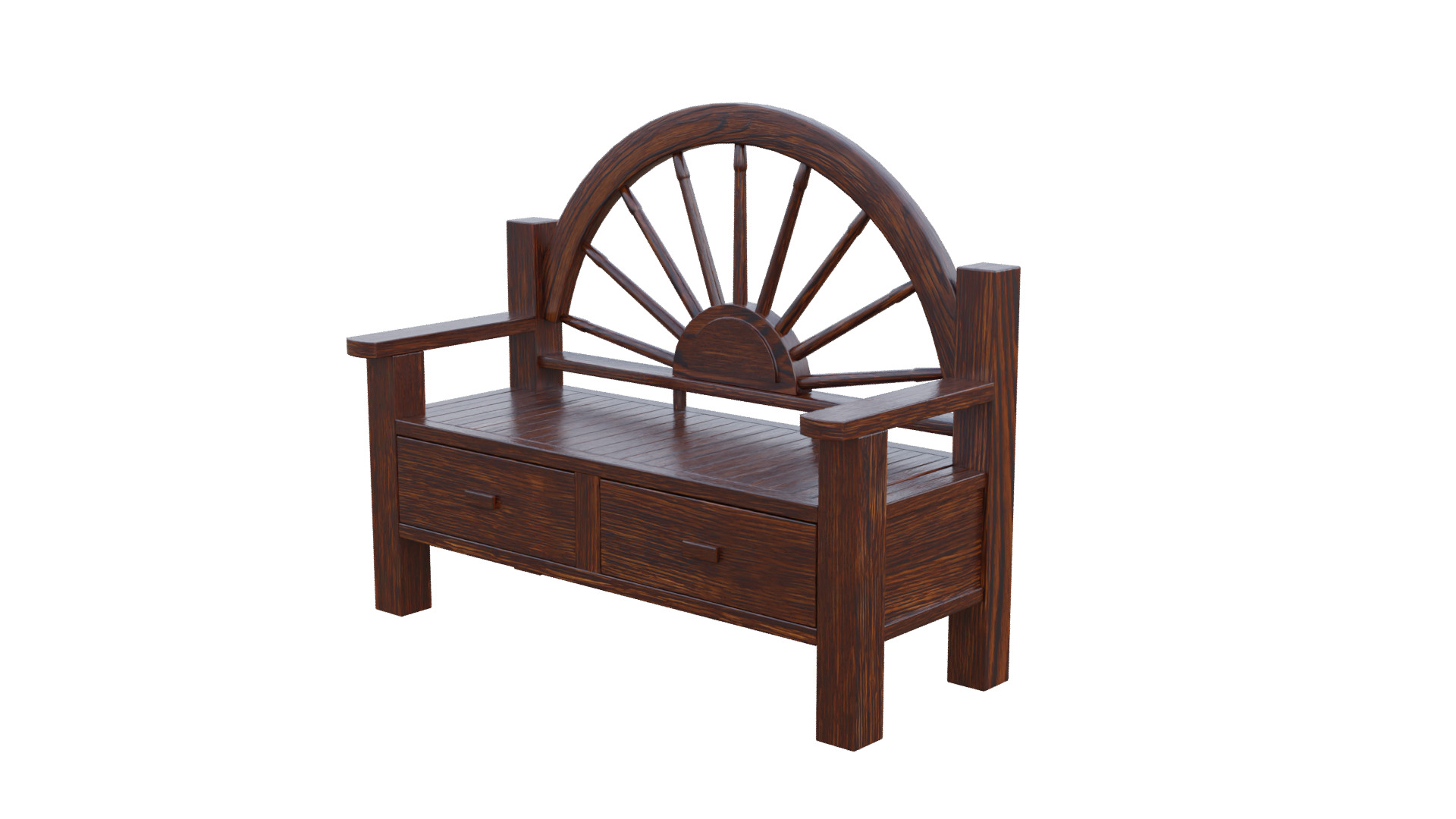 Rustic Bench Low-poly 3D model_38