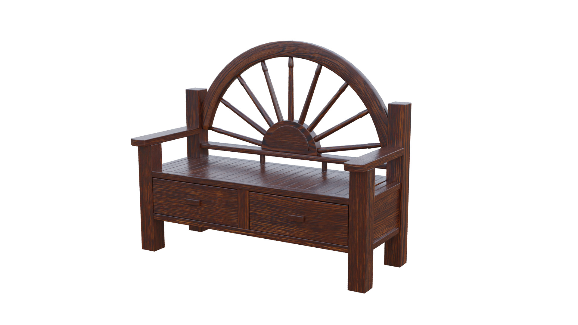 Rustic Bench Low-poly 3D model_39
