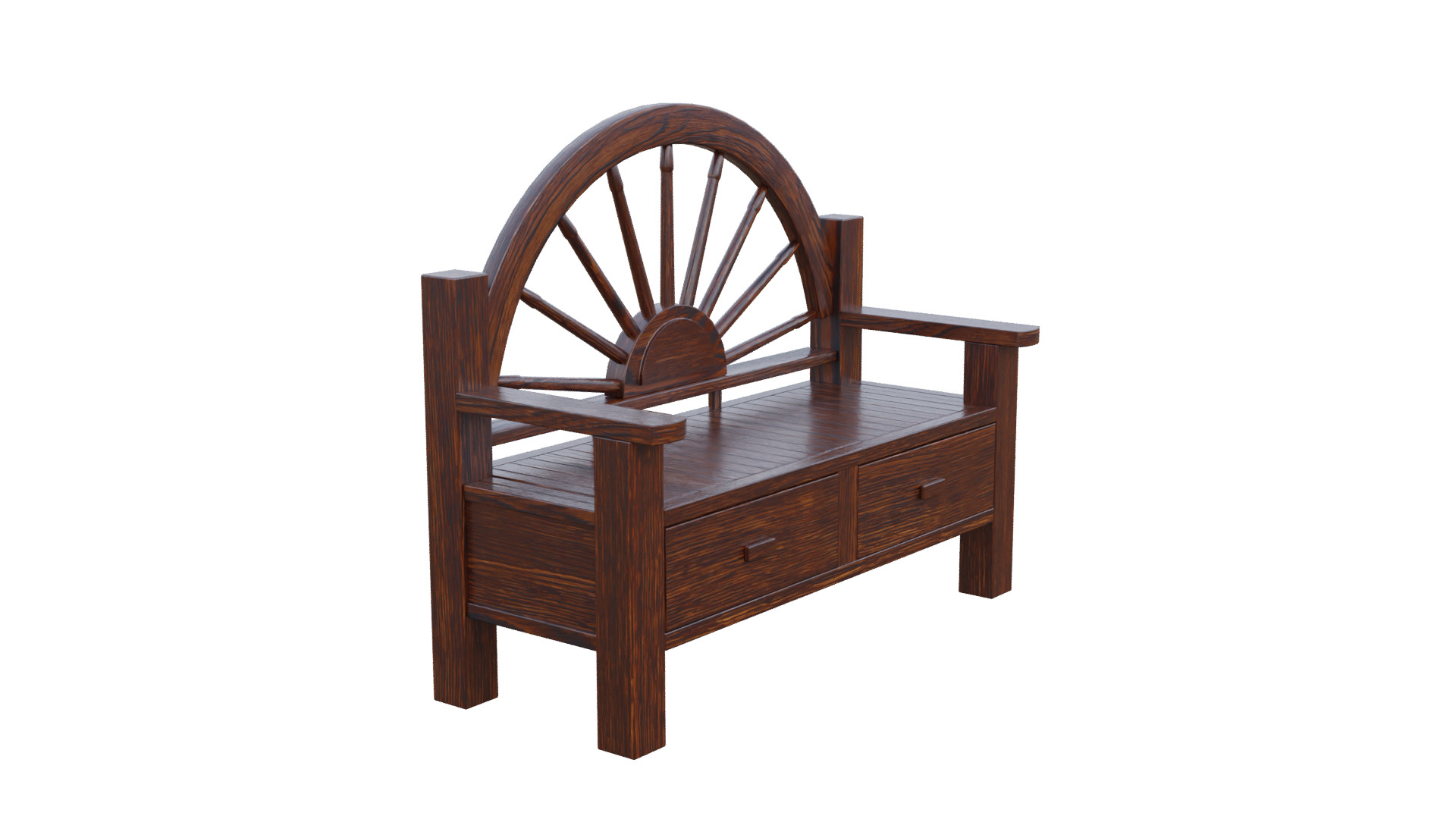 Rustic Bench Low-poly 3D model_12