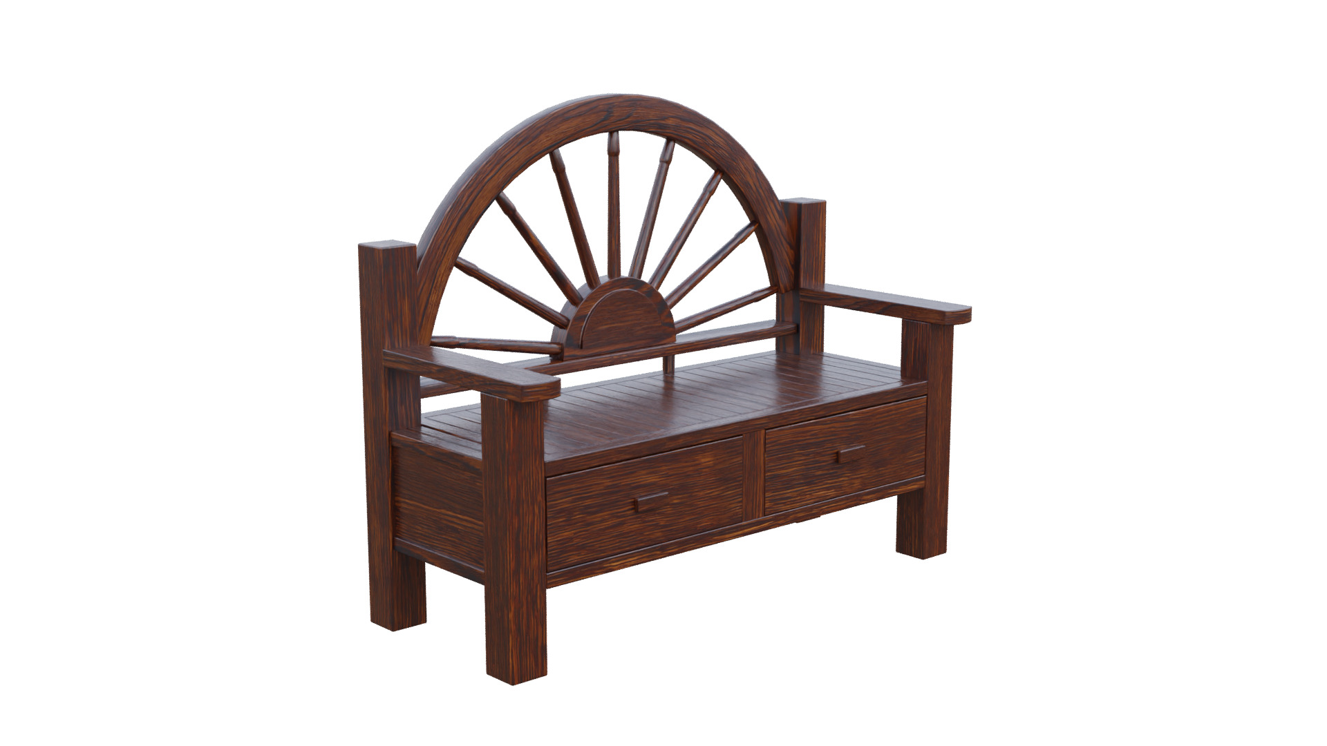 Rustic Bench Low-poly 3D model_11