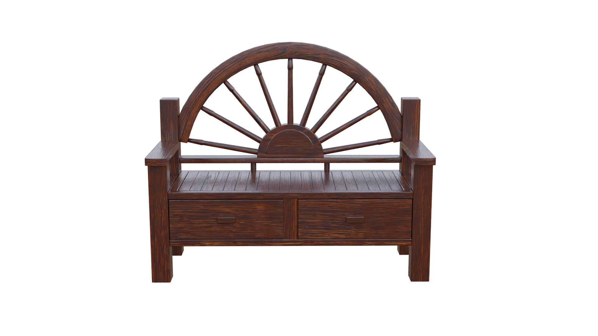 Rustic Bench Low-poly 3D model_42