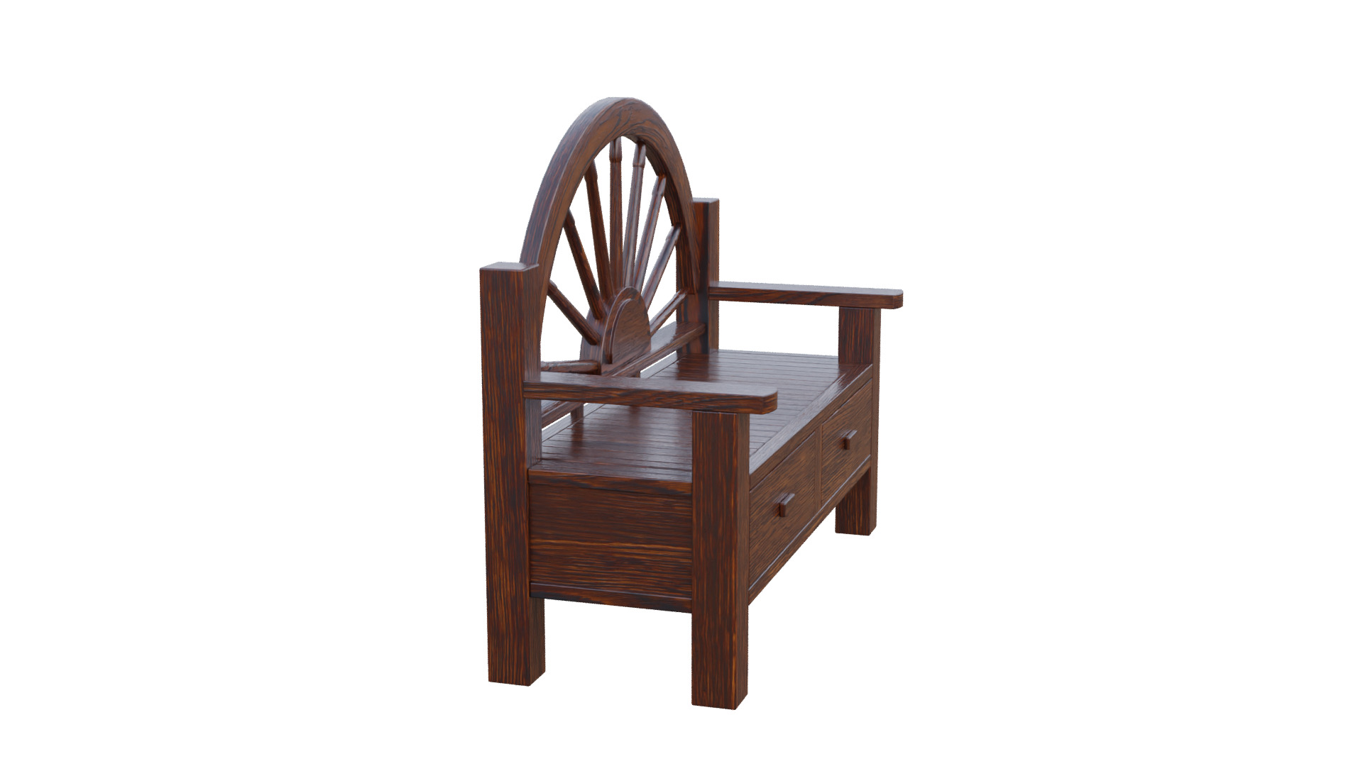 Rustic Bench Low-poly 3D model_14