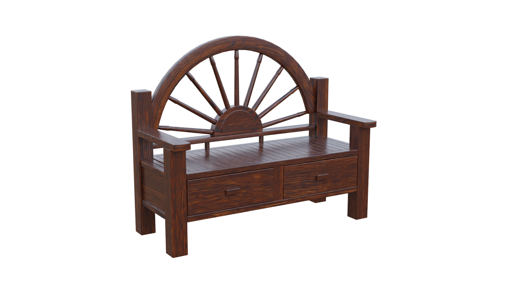Rustic Bench Low-poly 3D model_10