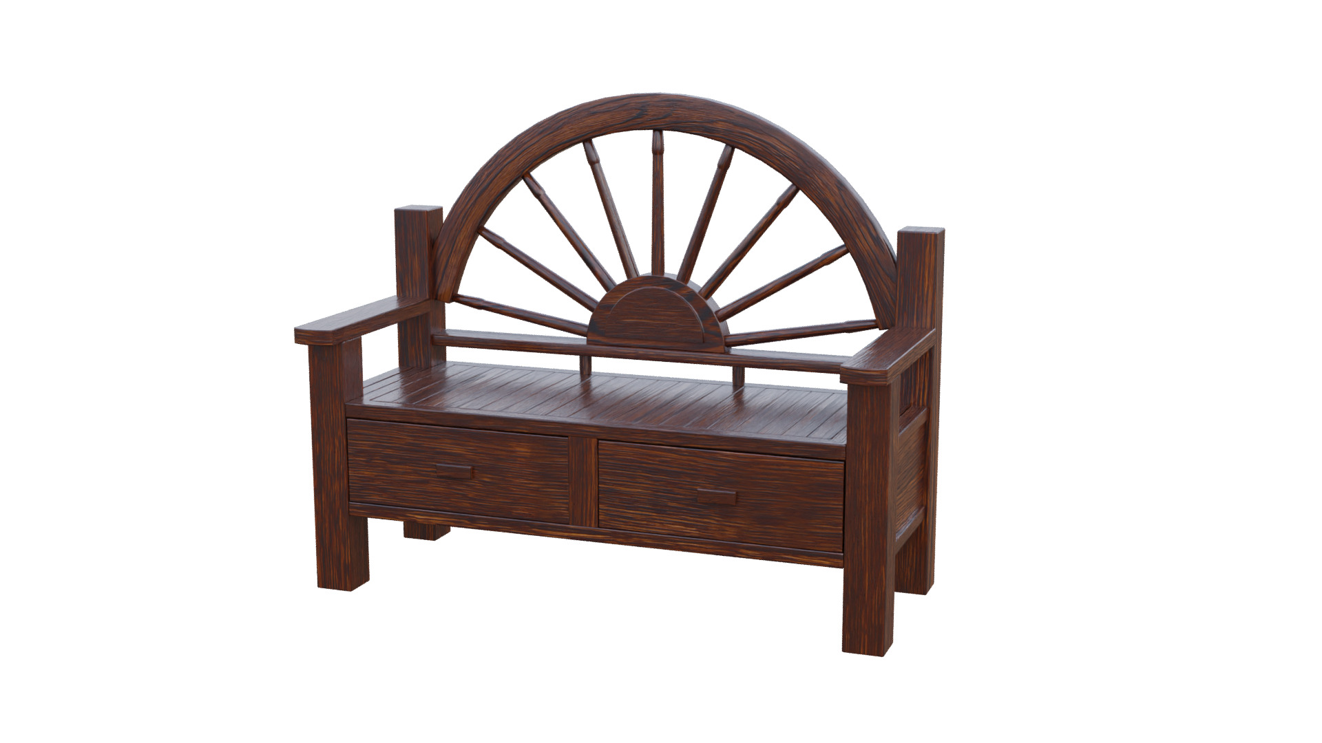 Rustic Bench Low-poly 3D model_40
