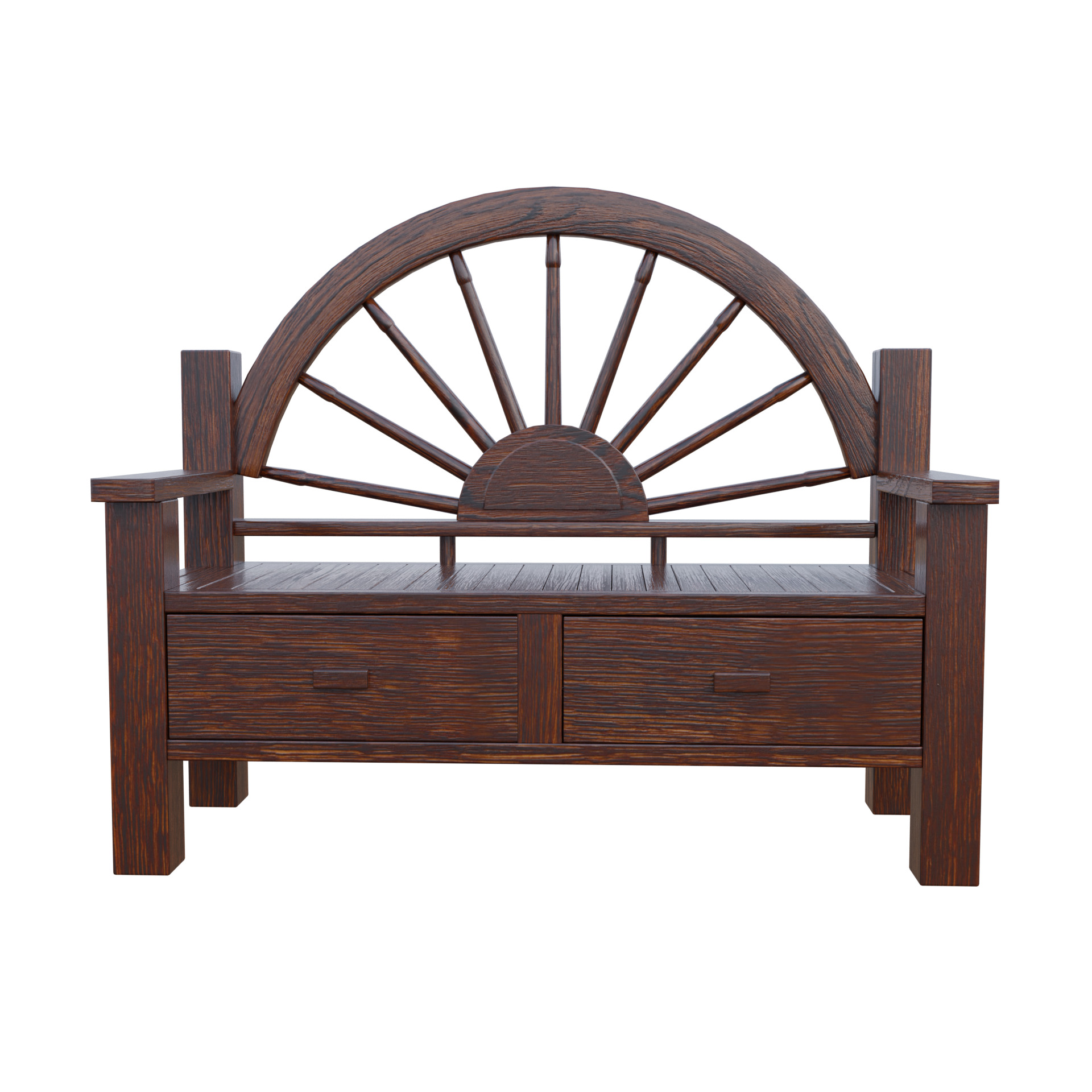 Rustic Bench Low-poly 3D model_6