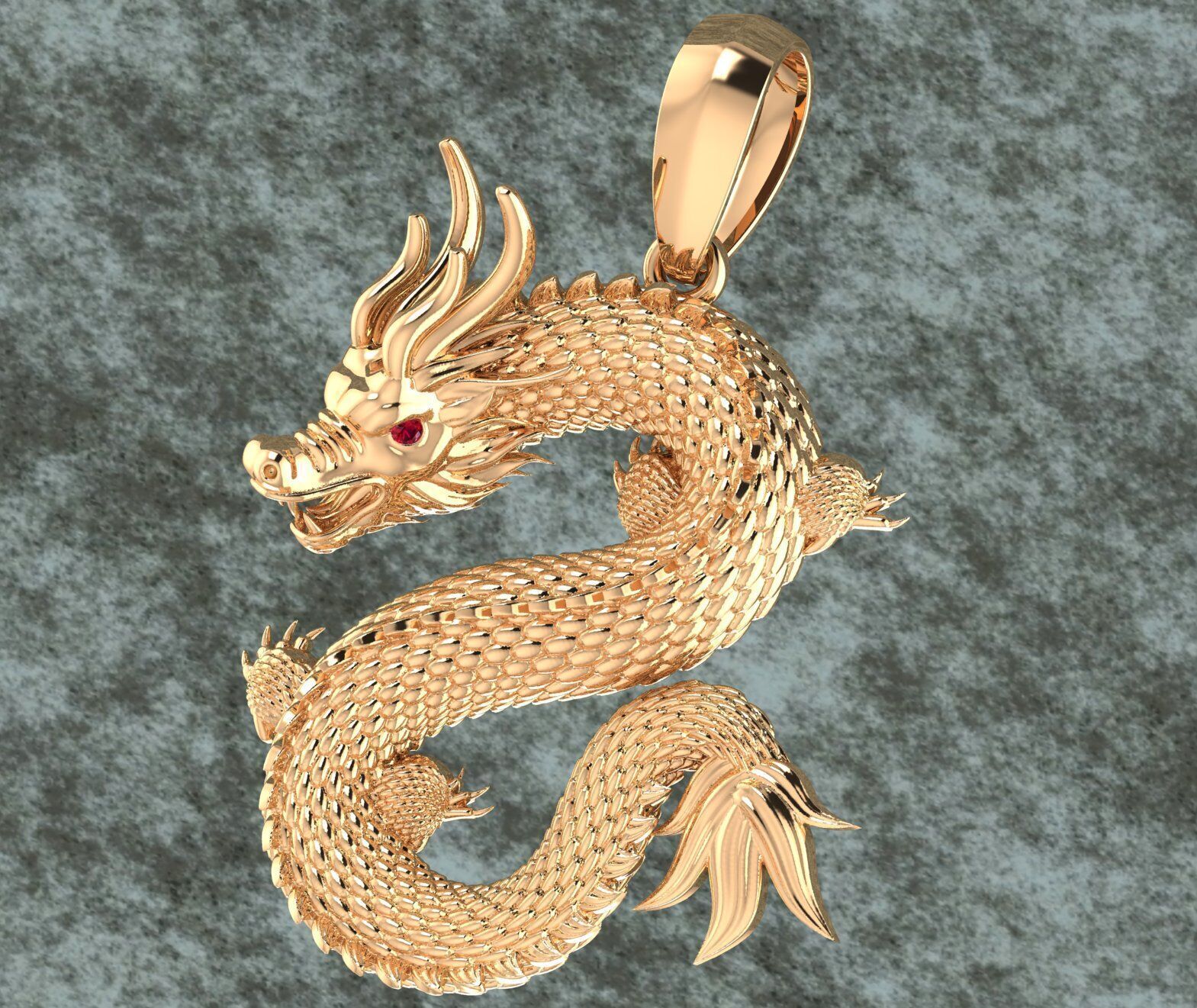 Dragon pendant with simple bail 3D print model_1