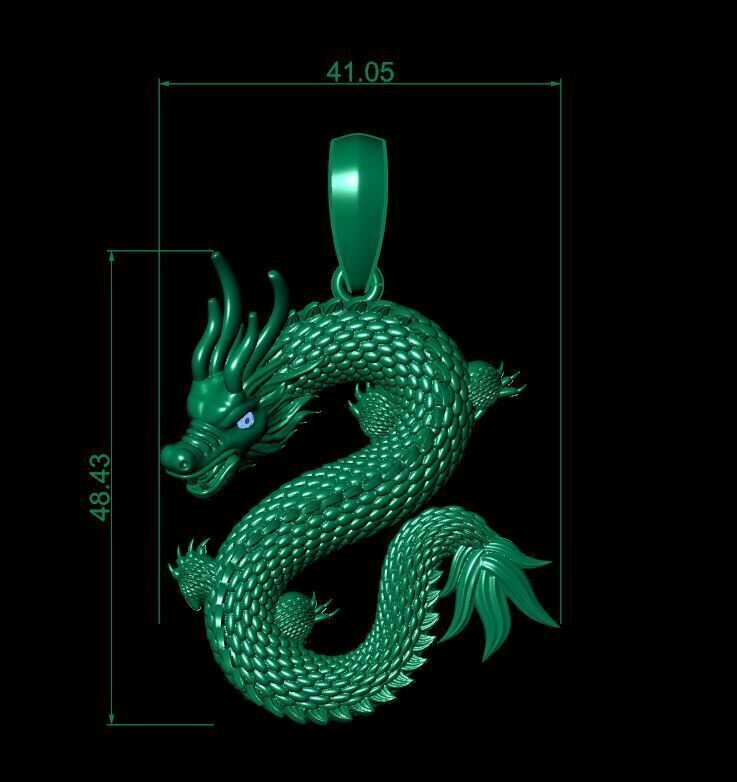 Dragon pendant with simple bail 3D print model_4