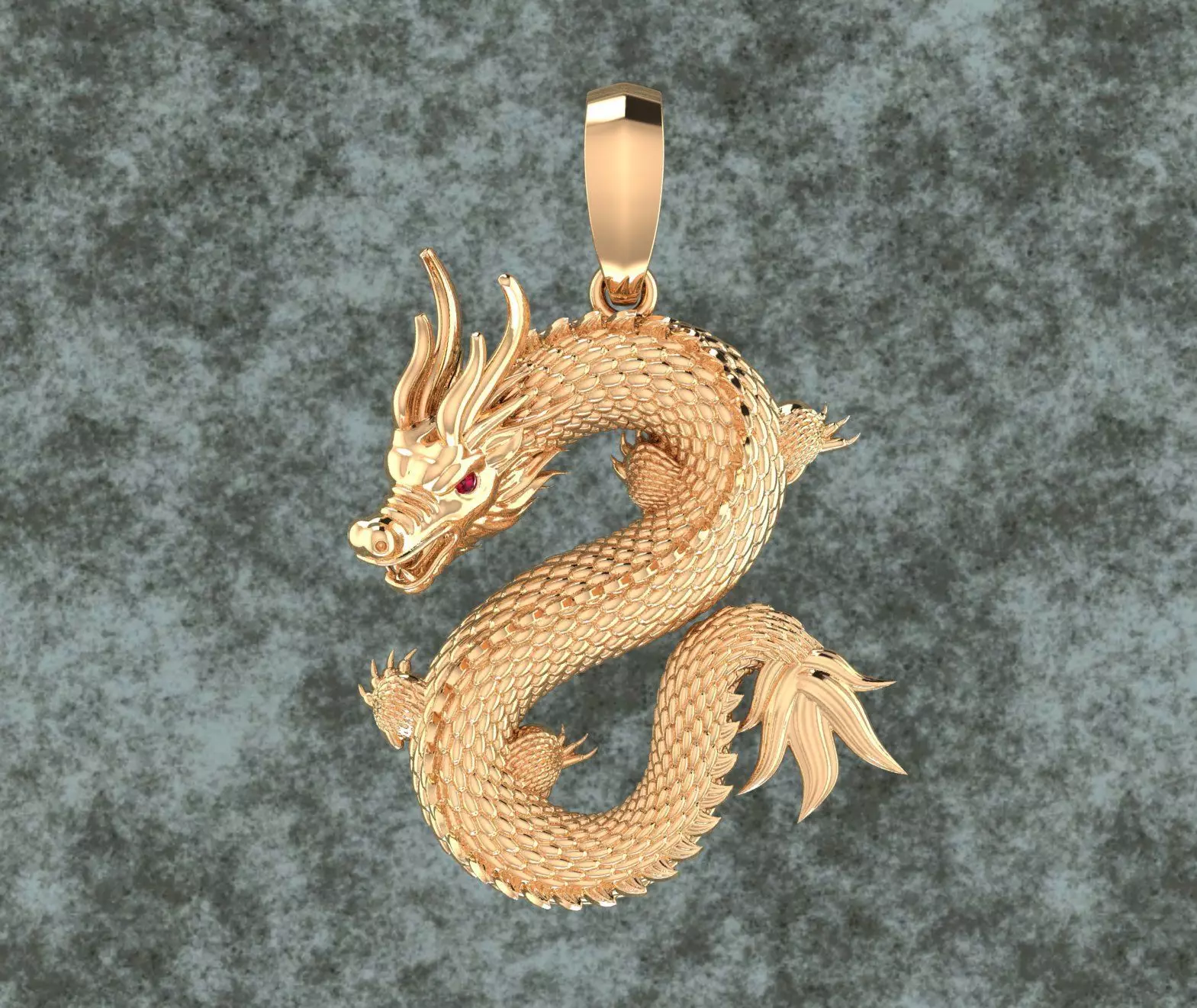 Dragon pendant with simple bail 3D print model_0