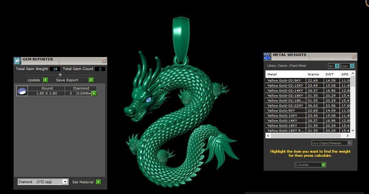 Dragon pendant with simple bail 3D print model_5