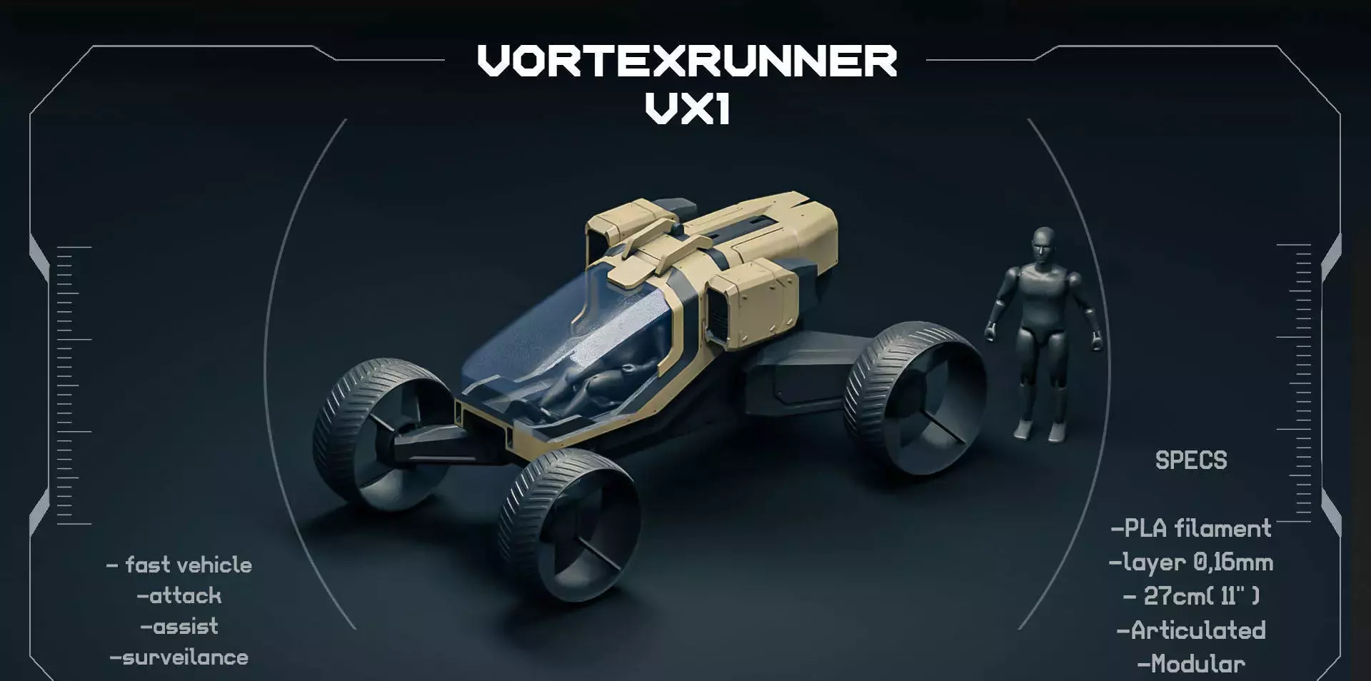 VORTEXRUNNER scifi vehicle 3D print model