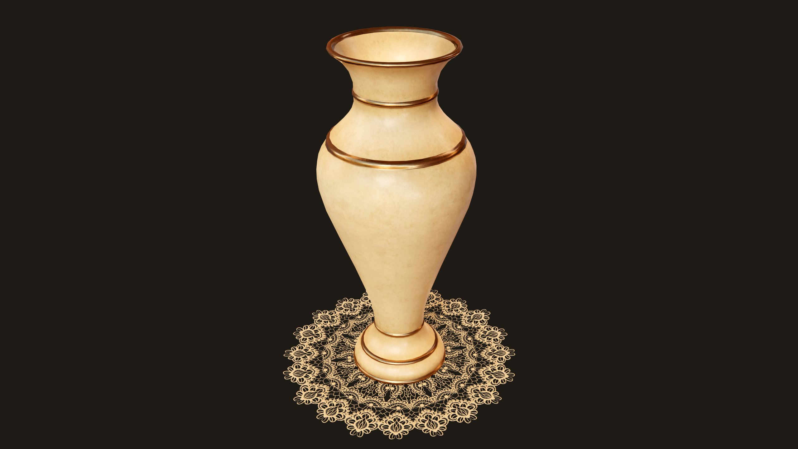 Vase with Red Lilies - PBR Game Ready Low-poly 3D model_7