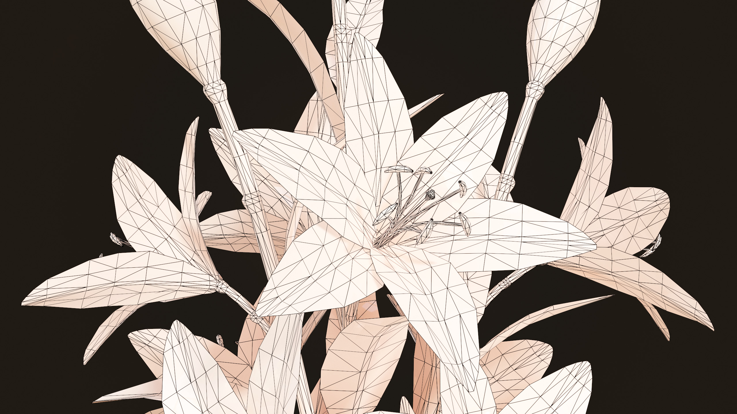 Vase with Red Lilies - PBR Game Ready Low-poly 3D model_8