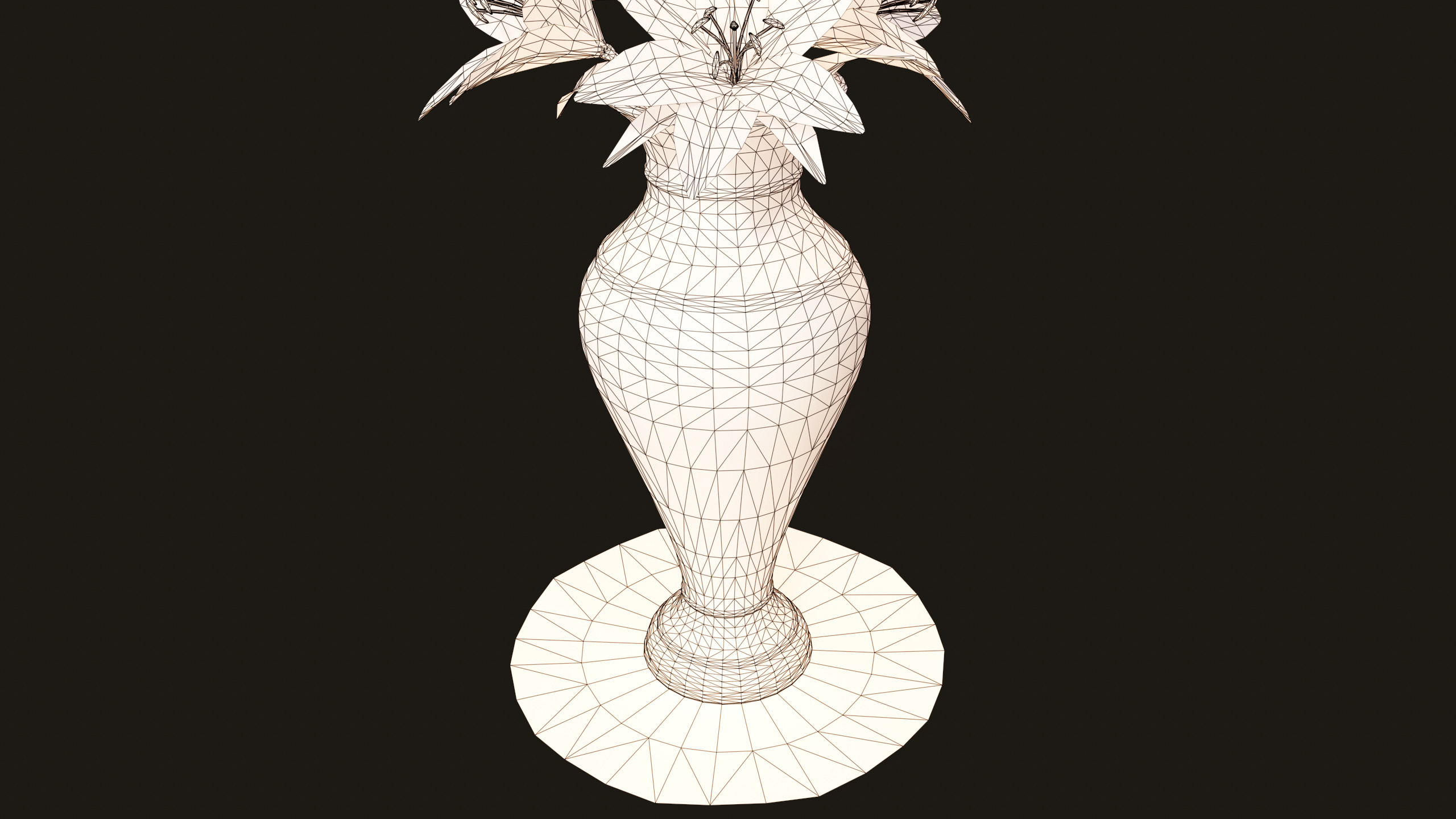Vase with Red Lilies - PBR Game Ready Low-poly 3D model_9
