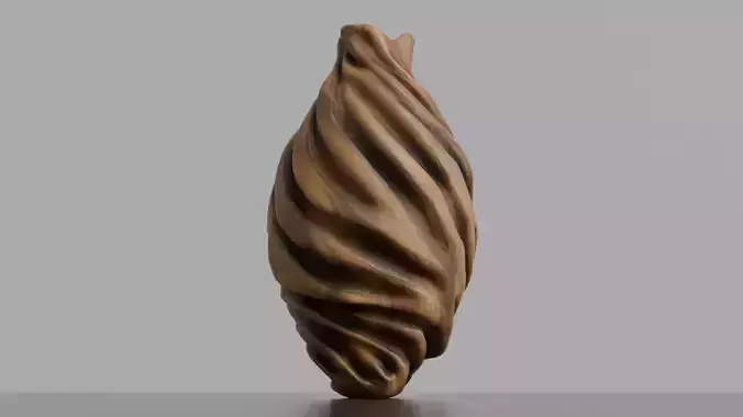 Wooden Spiral Vase  High Quality 3D Model Low-poly 3D model