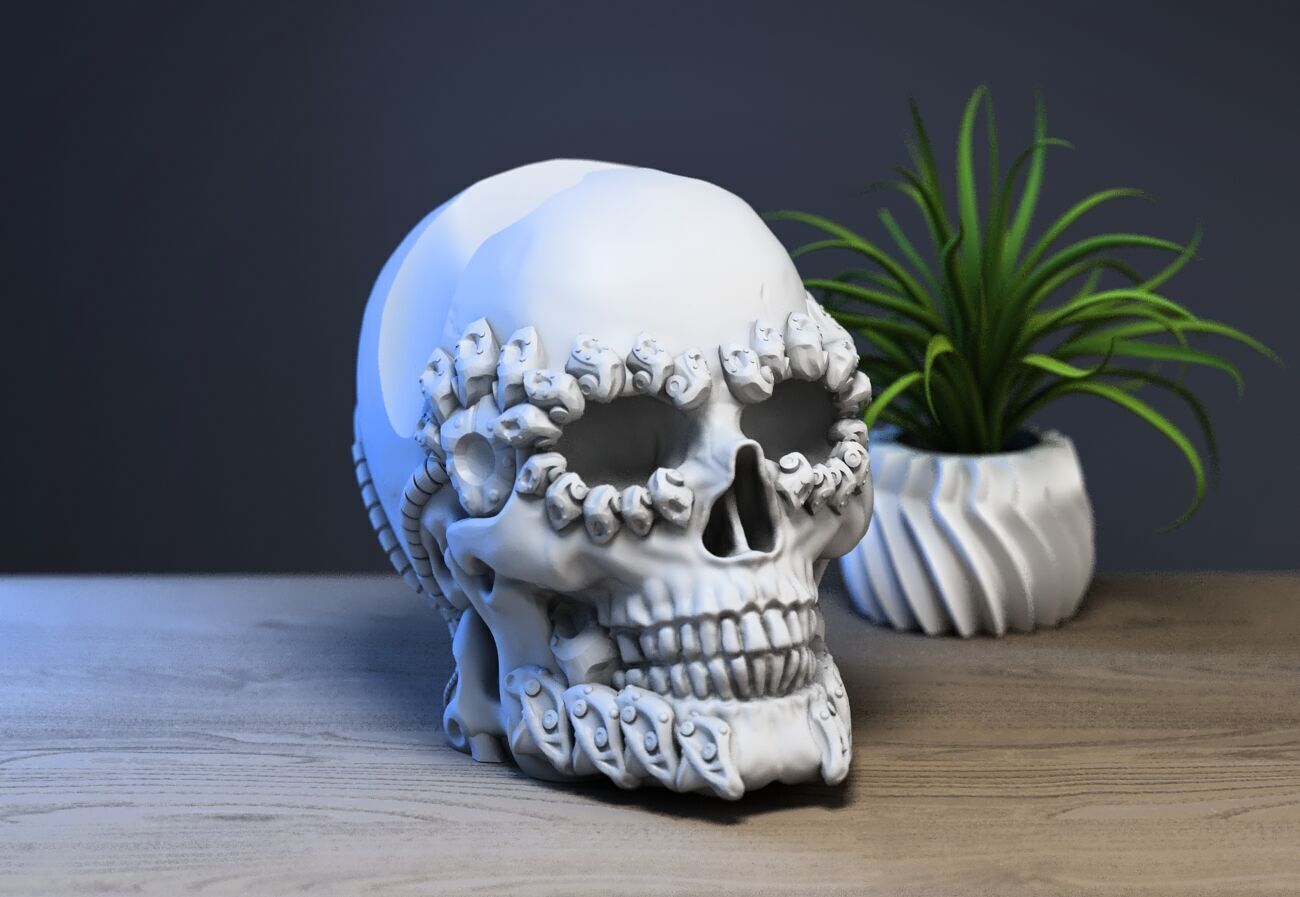 Skull robot Ps5 controller stand Robot skull head ps5controller  3D print model_1