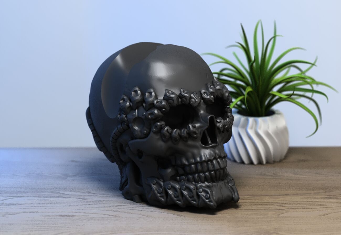 Skull robot Ps5 controller stand Robot skull head ps5controller  3D print model_2