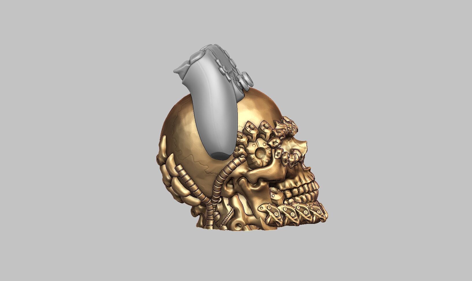 Skull robot Ps5 controller stand Robot skull head ps5controller  3D print model_7