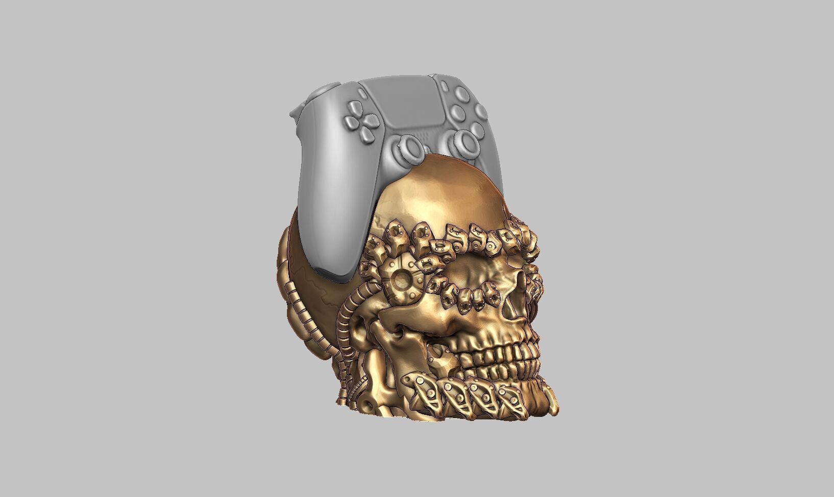 Skull robot Ps5 controller stand Robot skull head ps5controller  3D print model_6