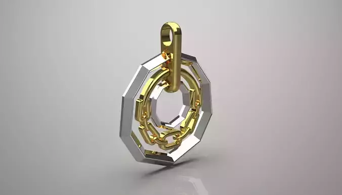 Two-tone geometric pendant chain design model gp0105