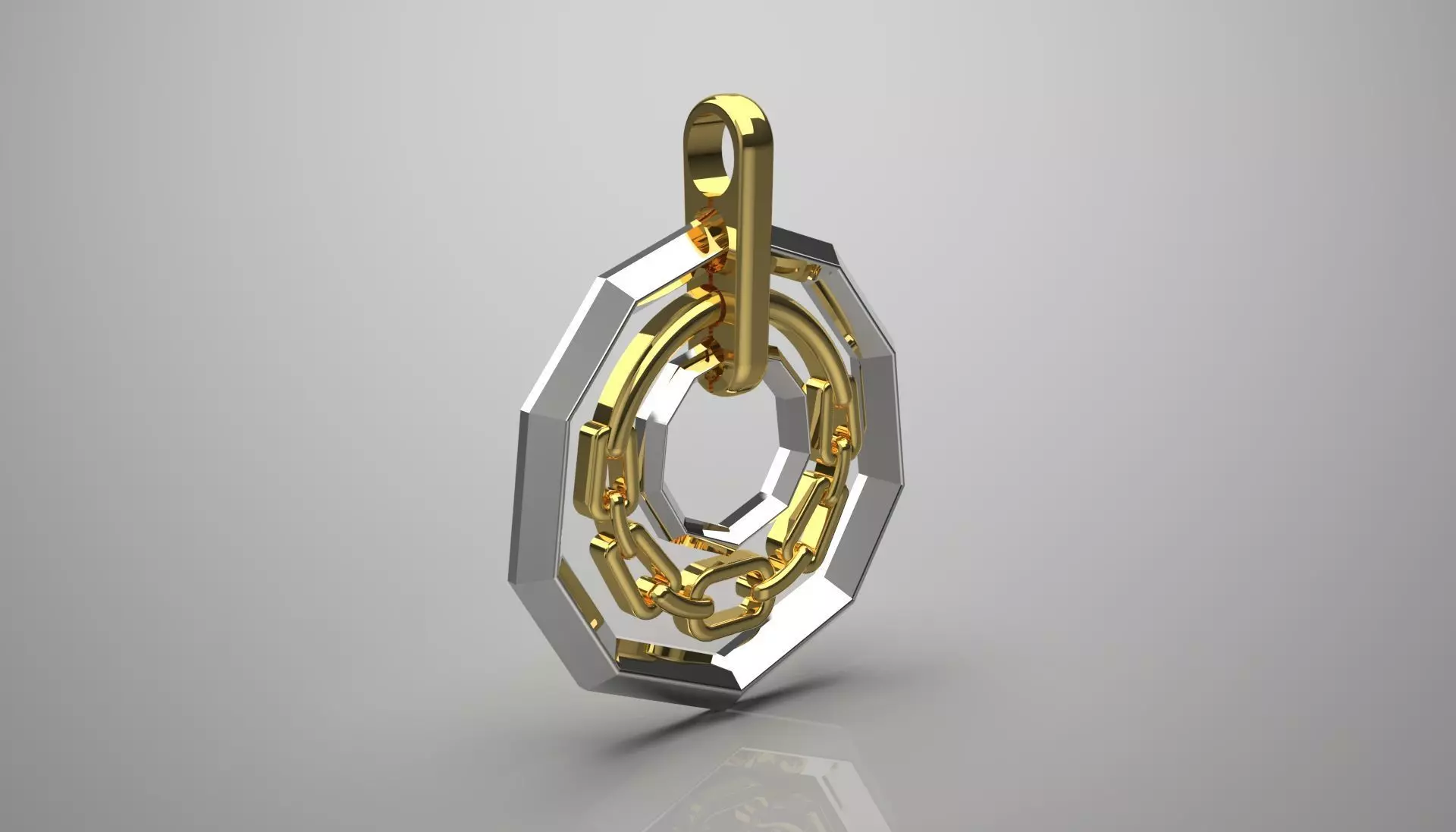 Two-tone geometric pendant chain design model gp0105 3D print model