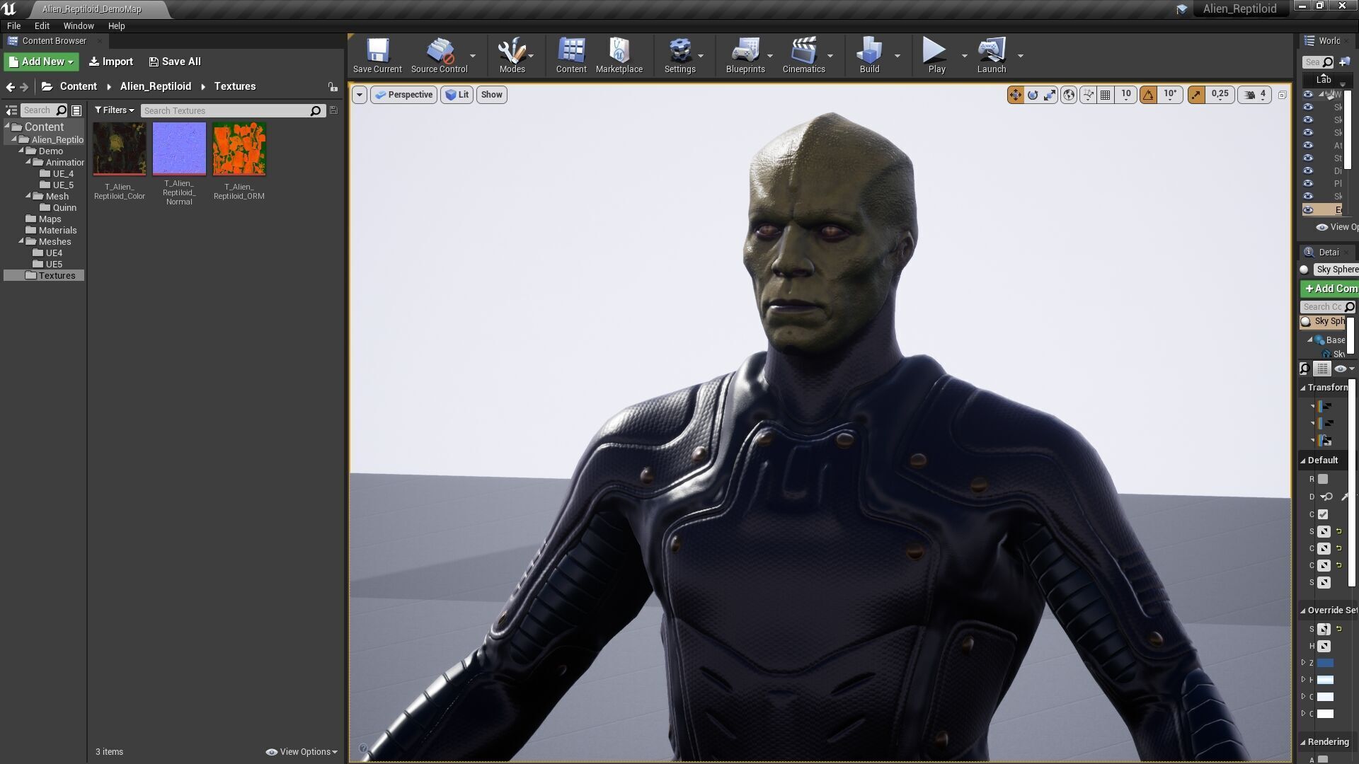 Alien Reptiloid  Low-poly 3D model_11