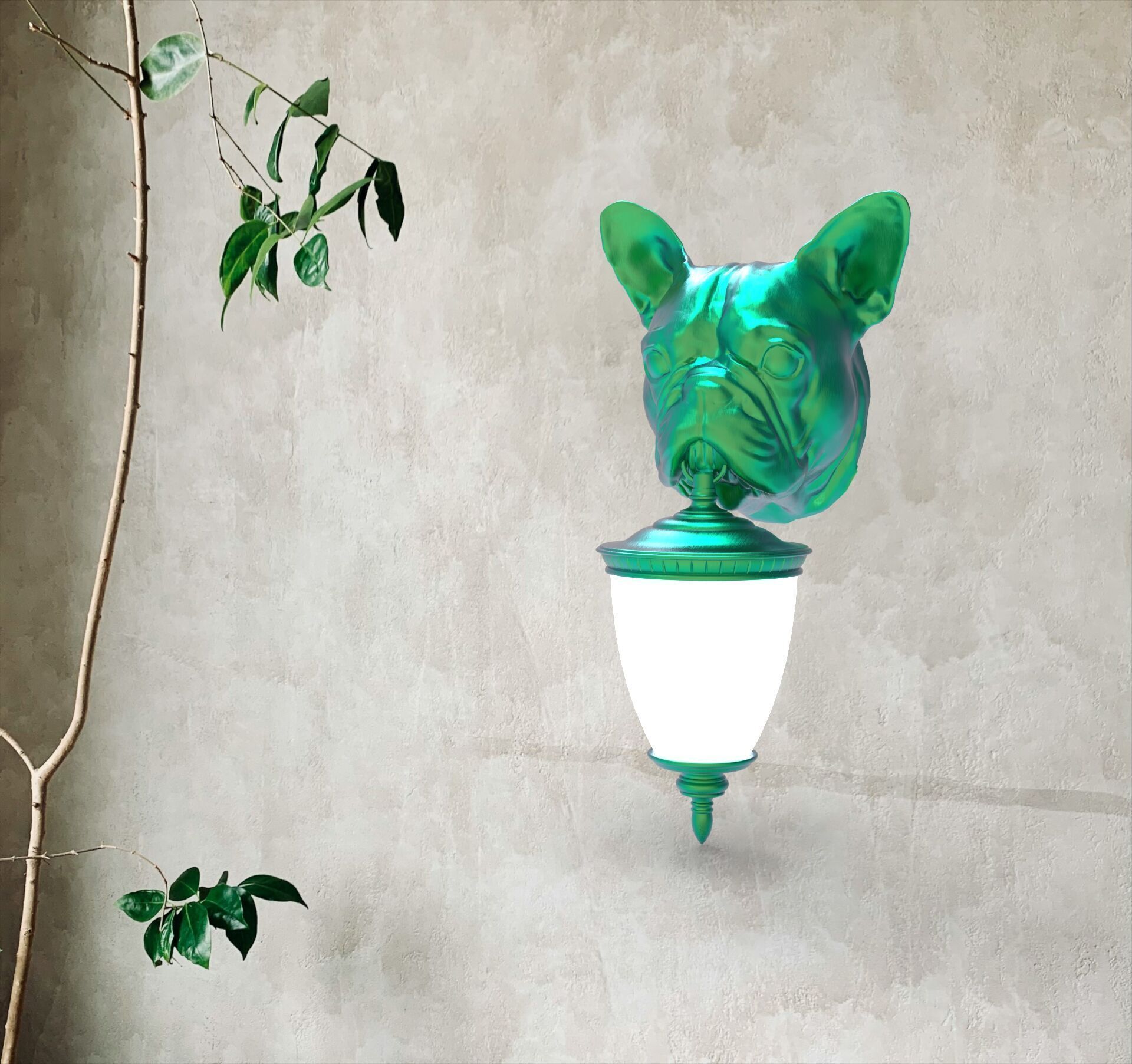 Dog Head Wall Lamp 3D print model_1