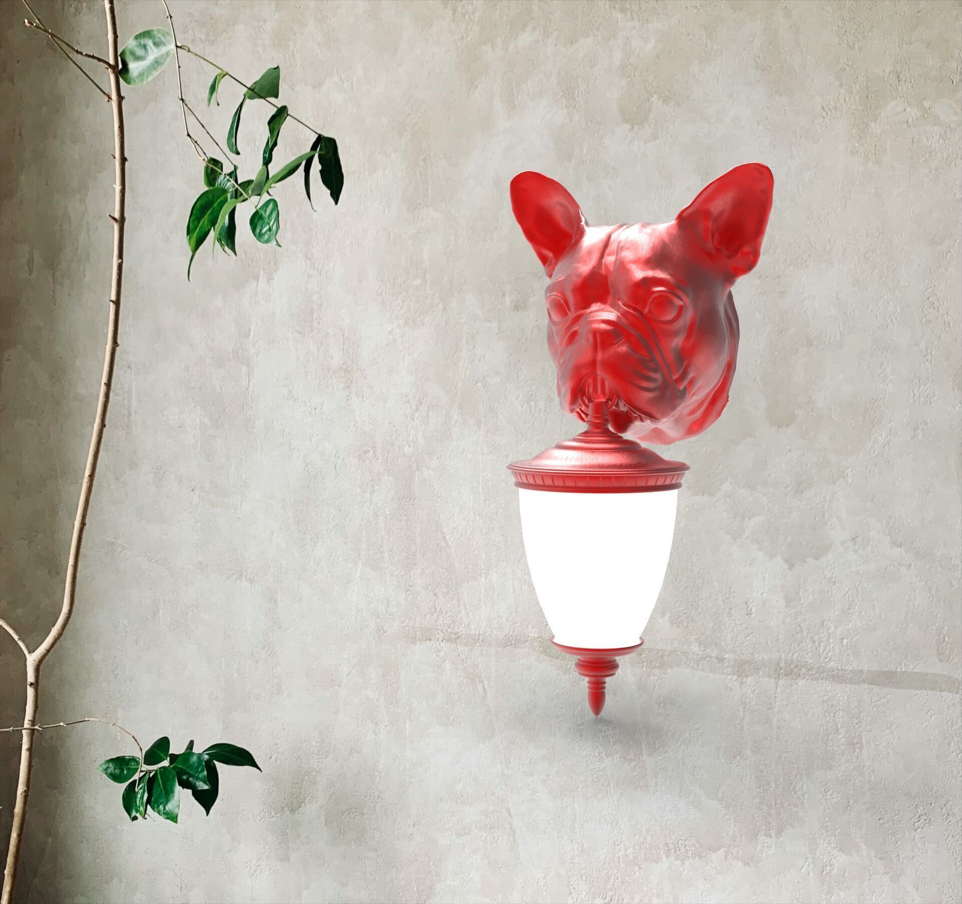 Dog Head Wall Lamp 3D print model_3