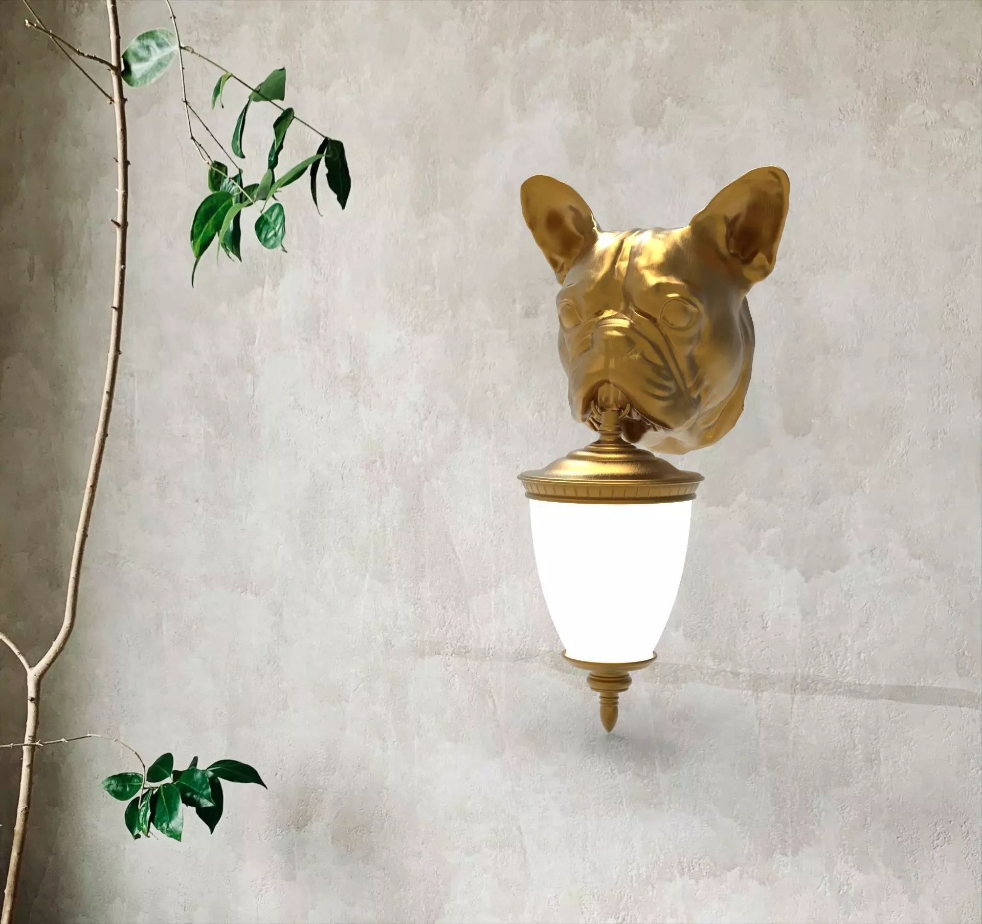 Dog Head Wall Lamp 3D print model_0
