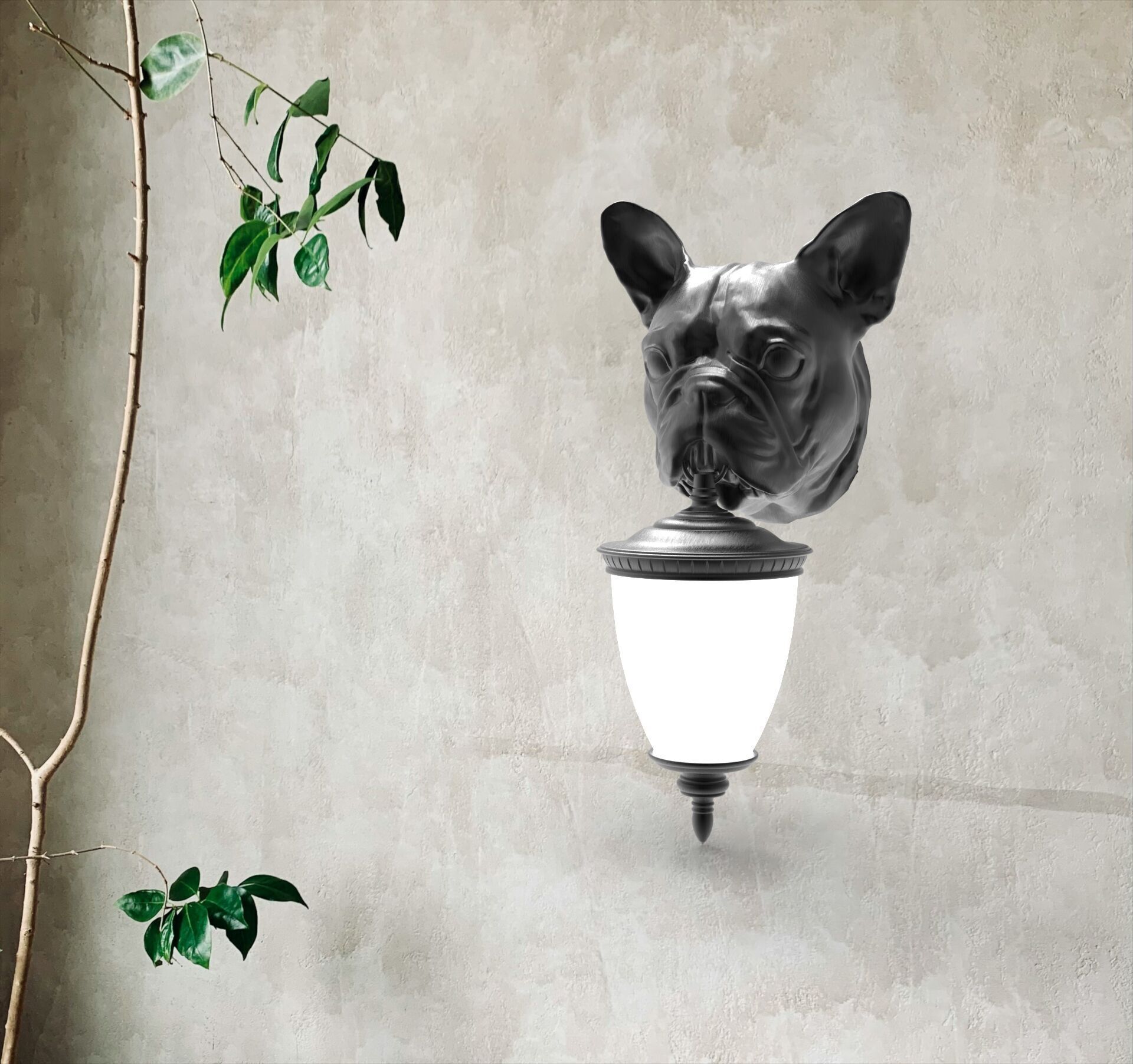 Dog Head Wall Lamp 3D print model_2