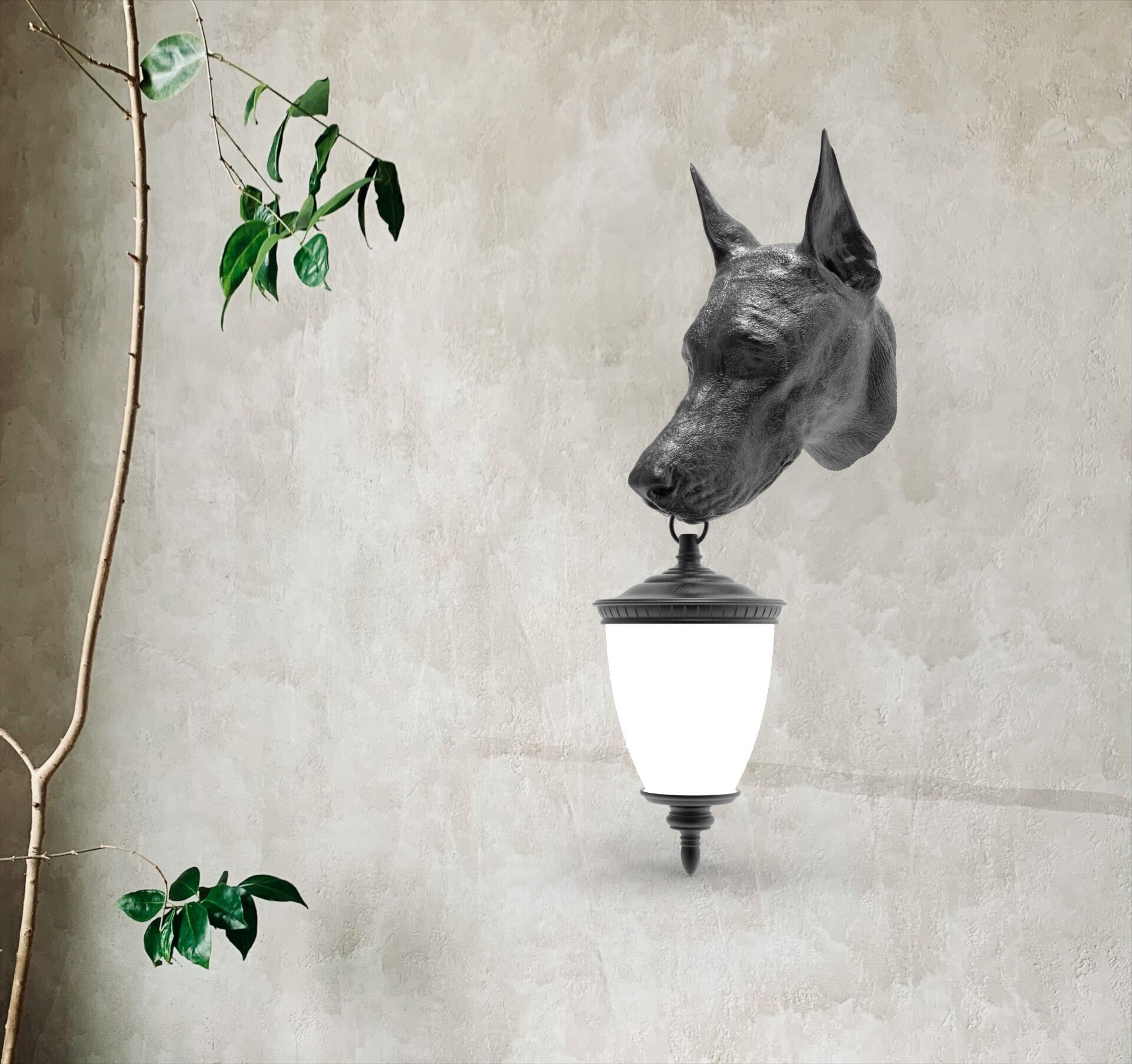 dog Head Wall Lamp 3D print model_2