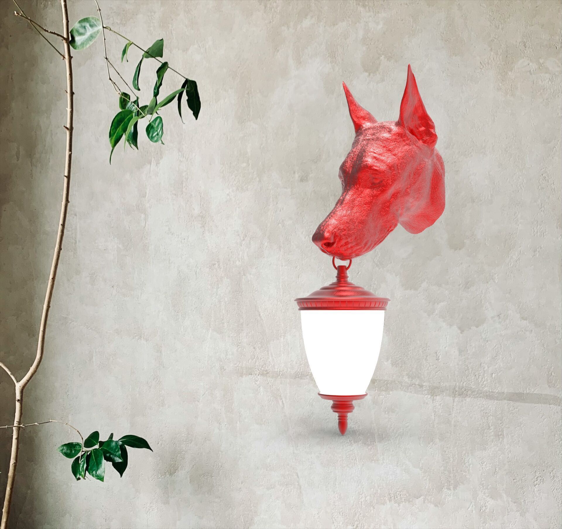 dog Head Wall Lamp 3D print model_3