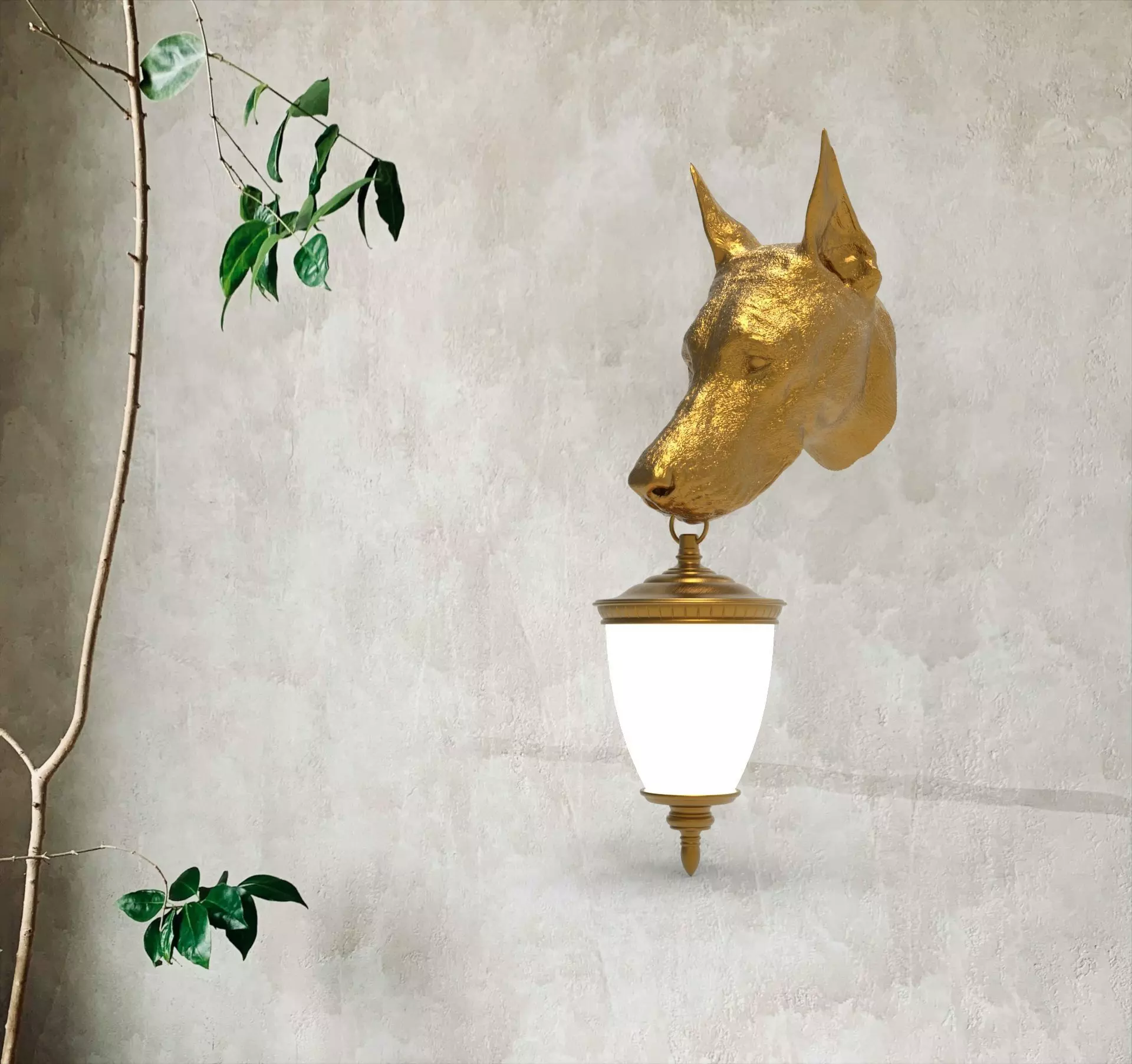 dog Head Wall Lamp 3D print model_0