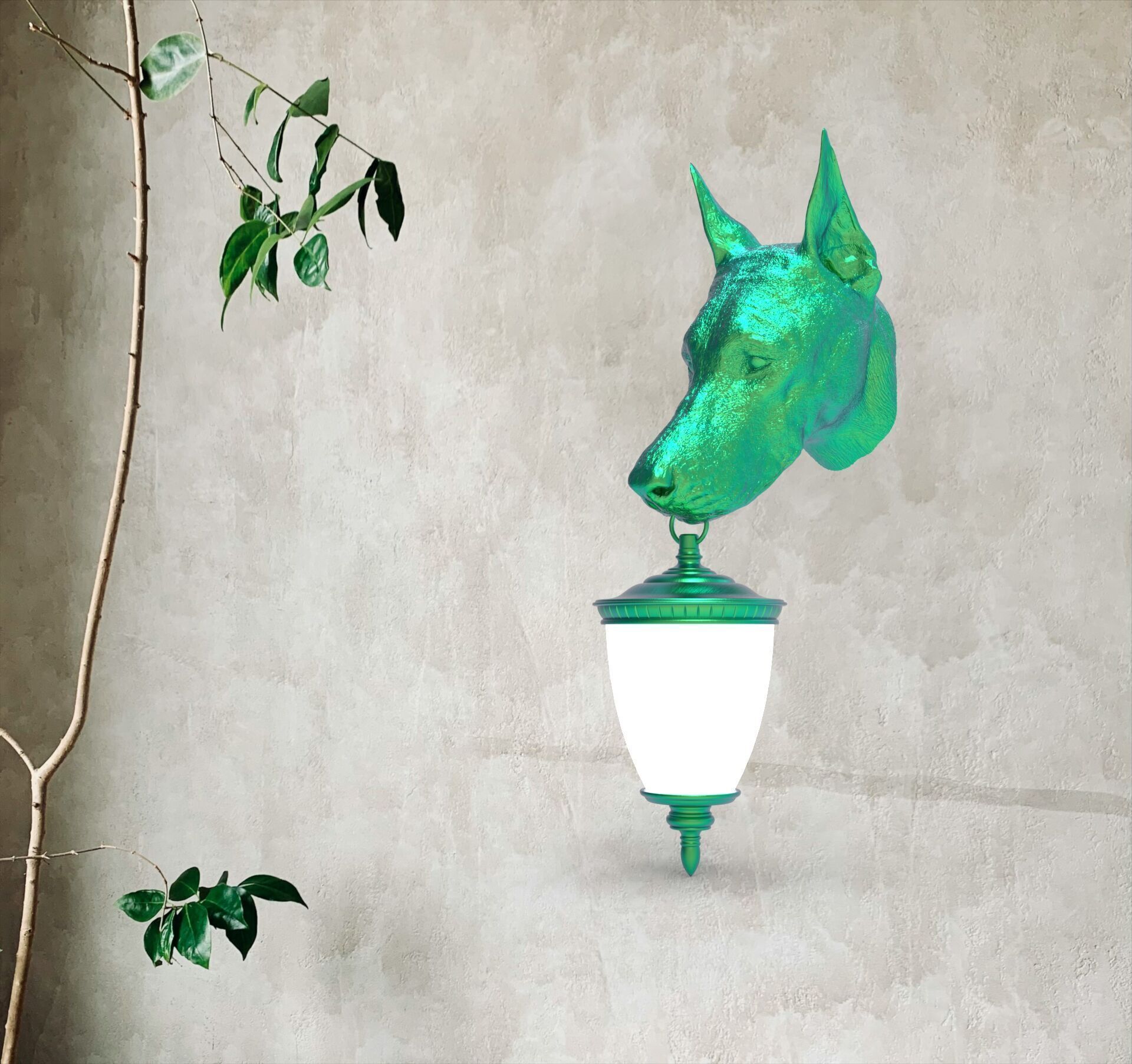dog Head Wall Lamp 3D print model_1