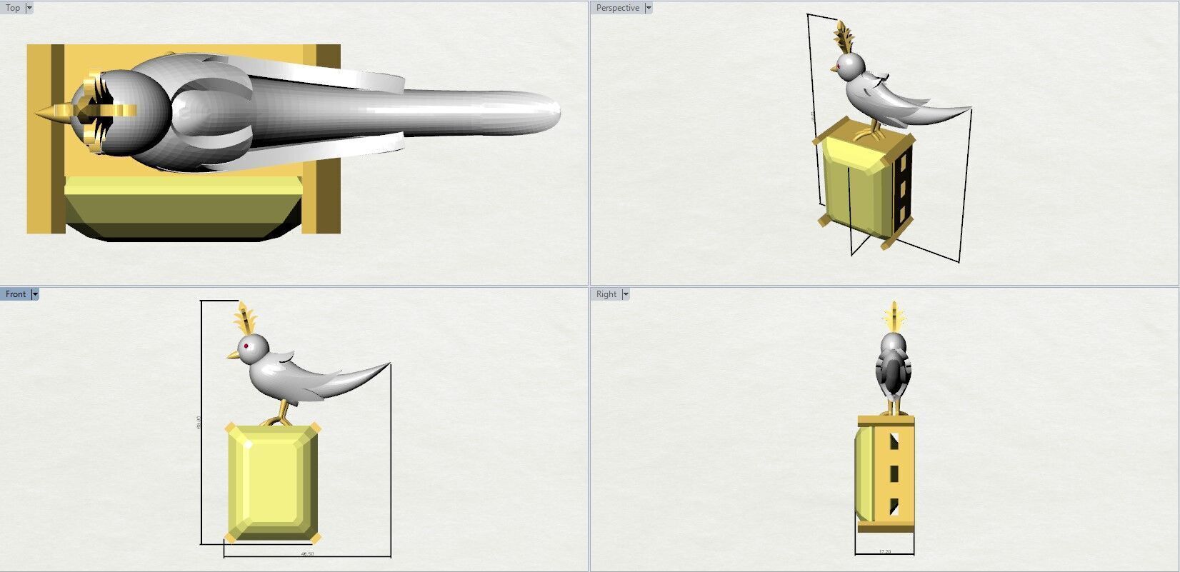 Bird On A Rock Brooch 3D print model_6