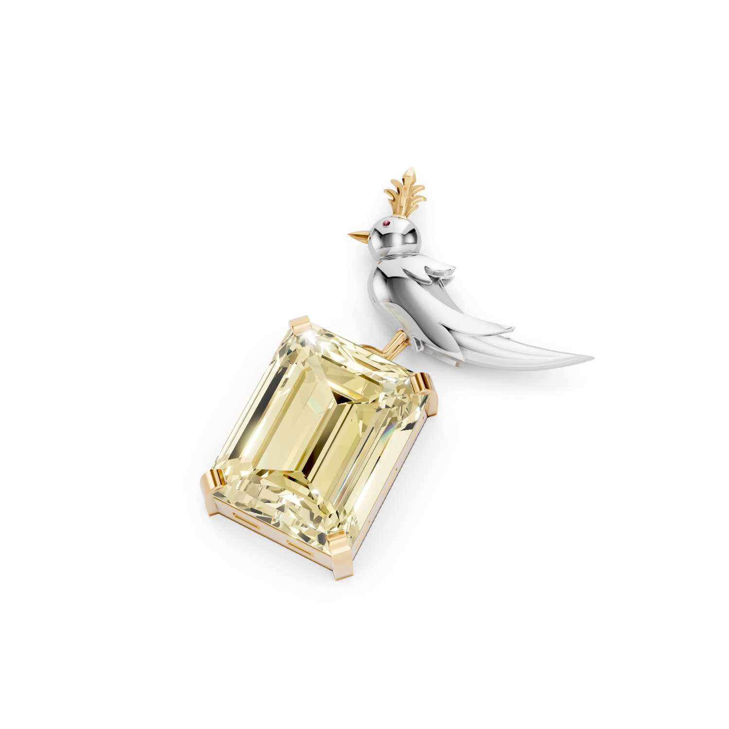 Bird On A Rock Brooch 3D print model_5