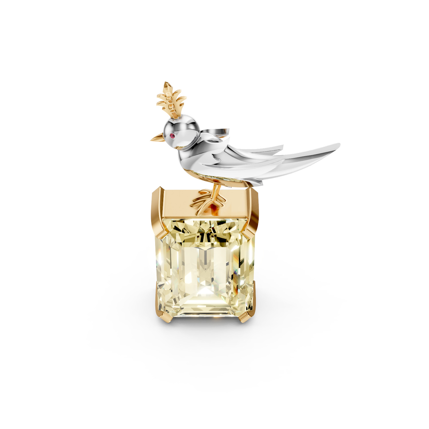 Bird On A Rock Brooch 3D print model_4