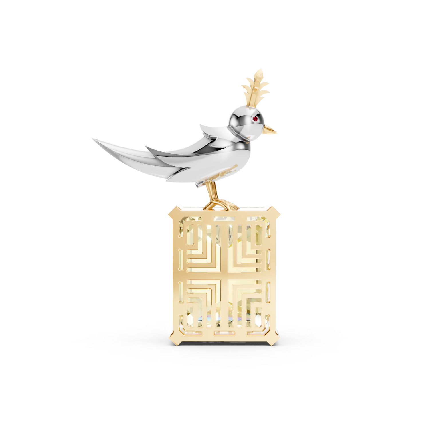 Bird On A Rock Brooch 3D print model_3