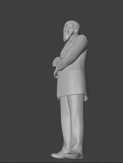 Fyodor Dostoevsky Statue 3D print model_7