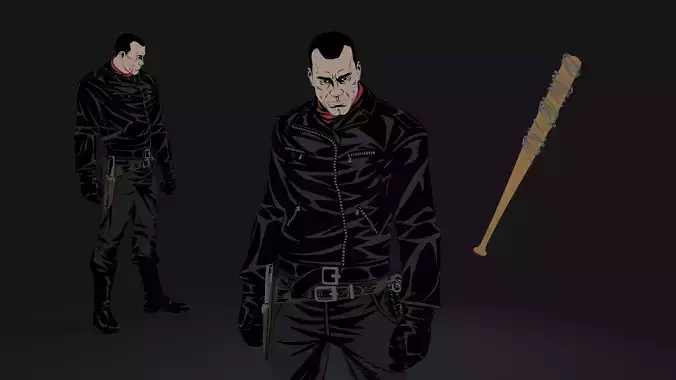 Negan Cel-Shaded Animation-Ready Survivor with Lucille