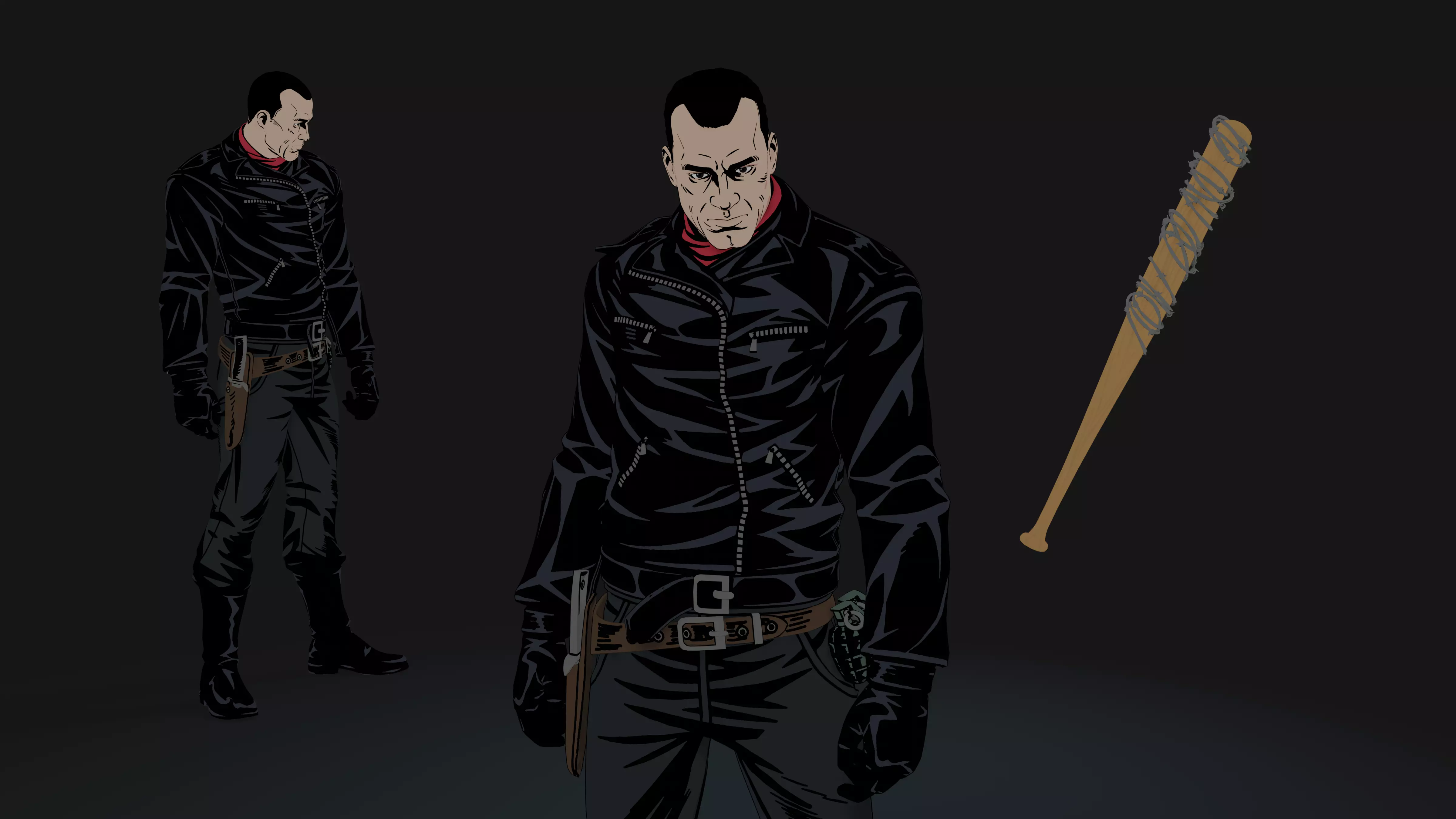 Negan Cel-Shaded Animation-Ready Survivor with Lucille Low-poly 3D model