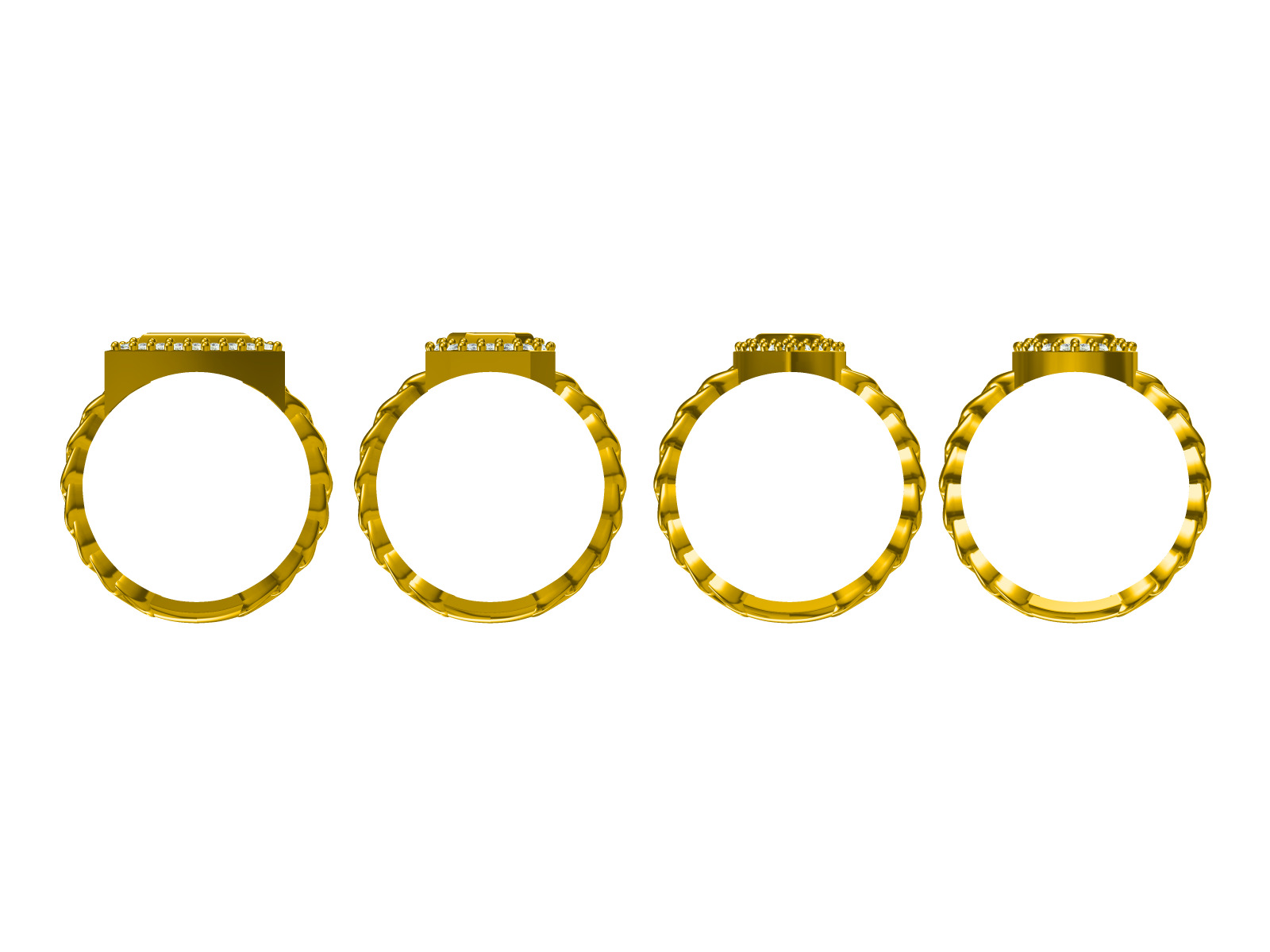 Drop diamond ring Series Fireball Emerald 3D print model_8